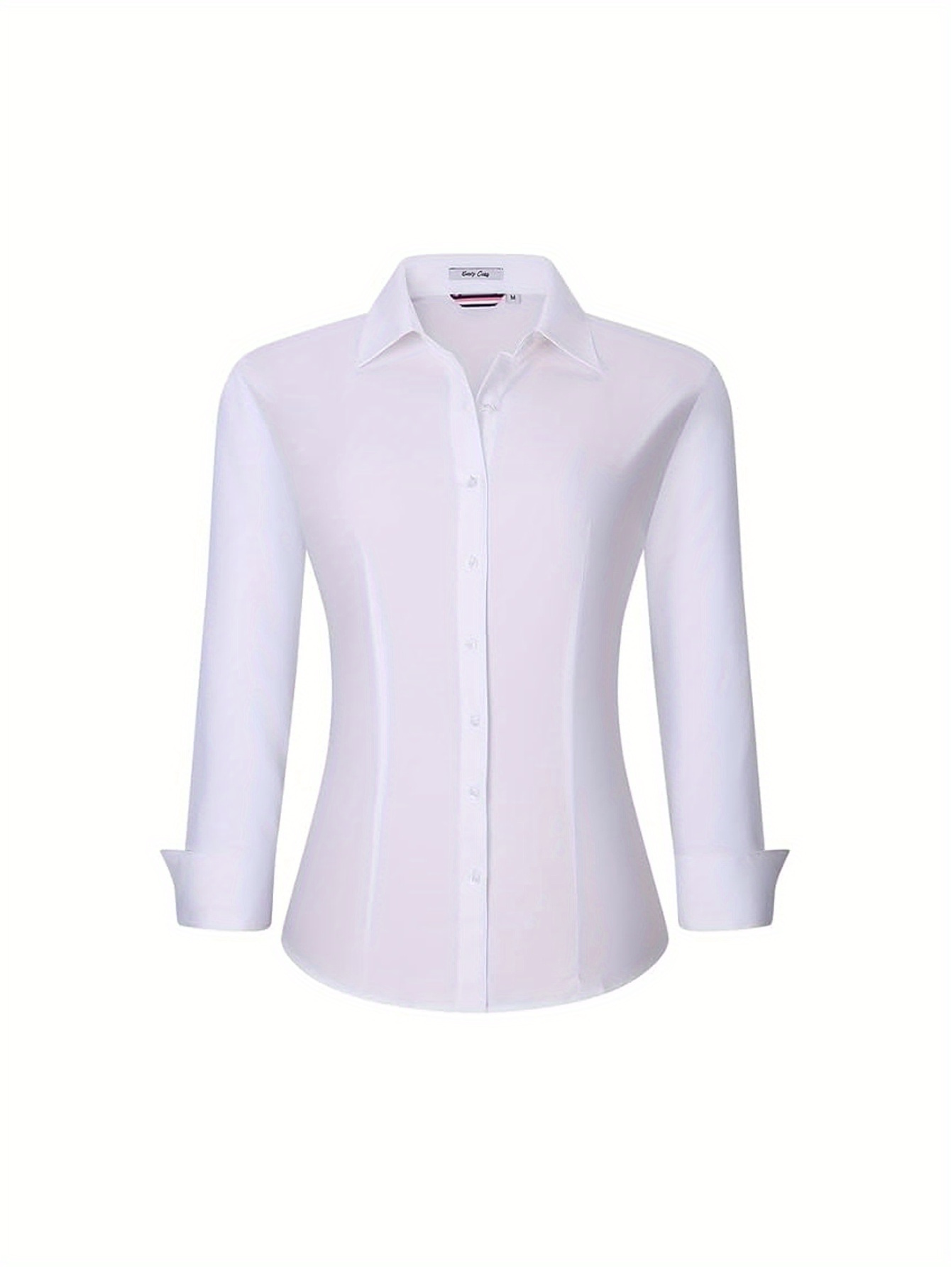 Womens Long Sleeve Button Down Shirts Regular Fit Stretch Work Blouse