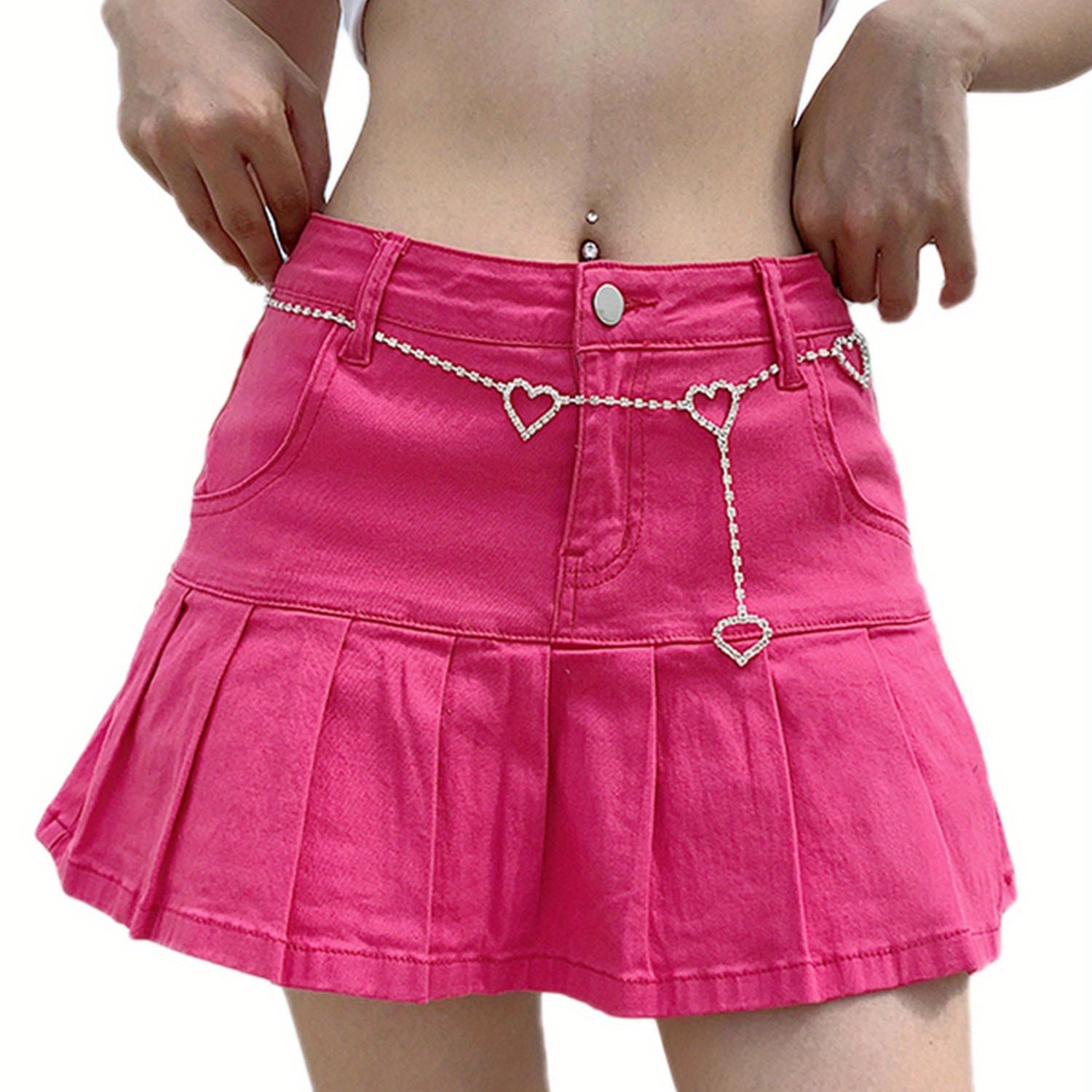 Women Fashion Pocket Solid Color Skirt Ladies Stylish Denim Skirt for Shopping Daily Wear