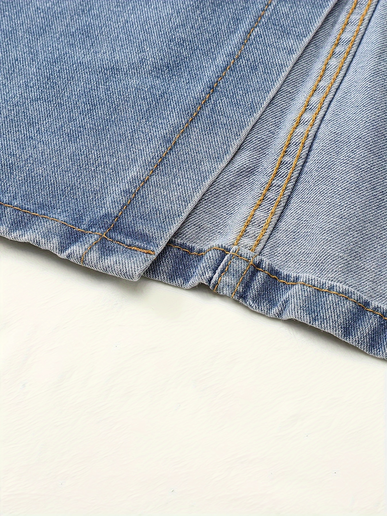 High-Waisted Irregular Split Midi Denim Skirt, Summer A-Line Plain Washed Blue Casual Style For Women