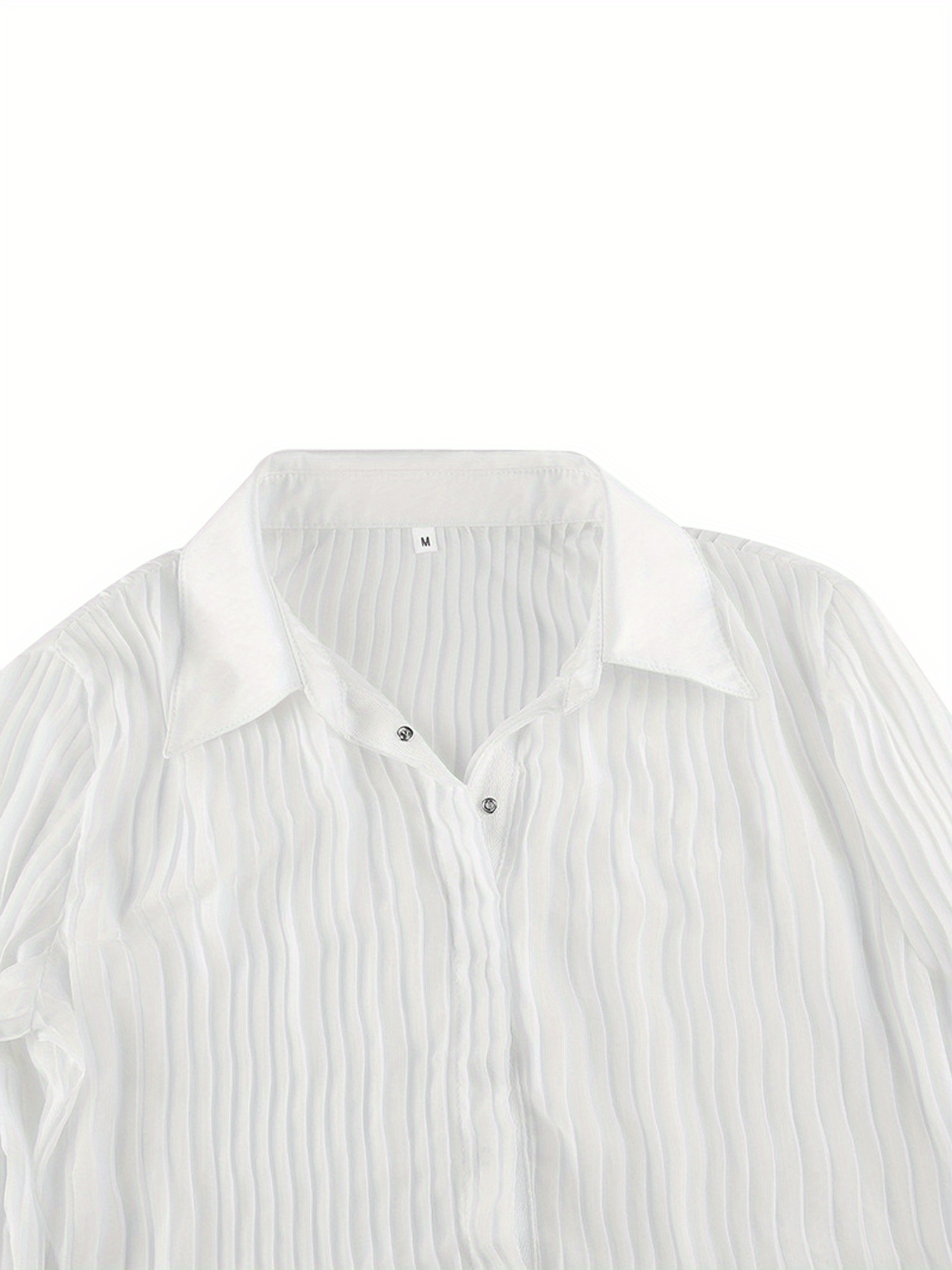 Women Sheer Button Up Blouse Sexy Collared Shirts Flare Sleeve Crop Top Streetwear Retro Ruched Shirt Slim Tops