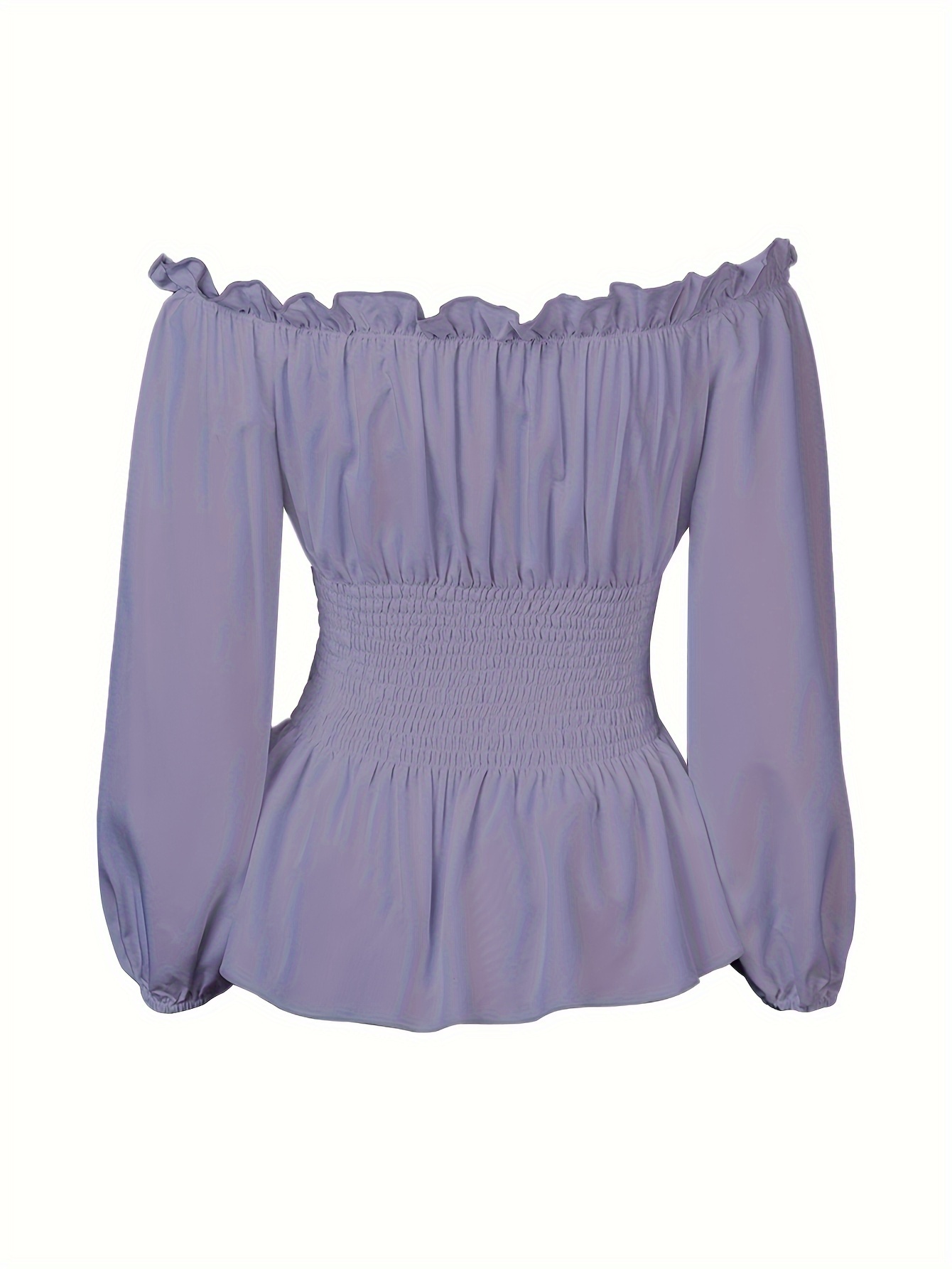 Chic Off Shoulder Ruffle Blouse with Tie Detail; Flattering Long Sleeve, Versatile & Machine Washable