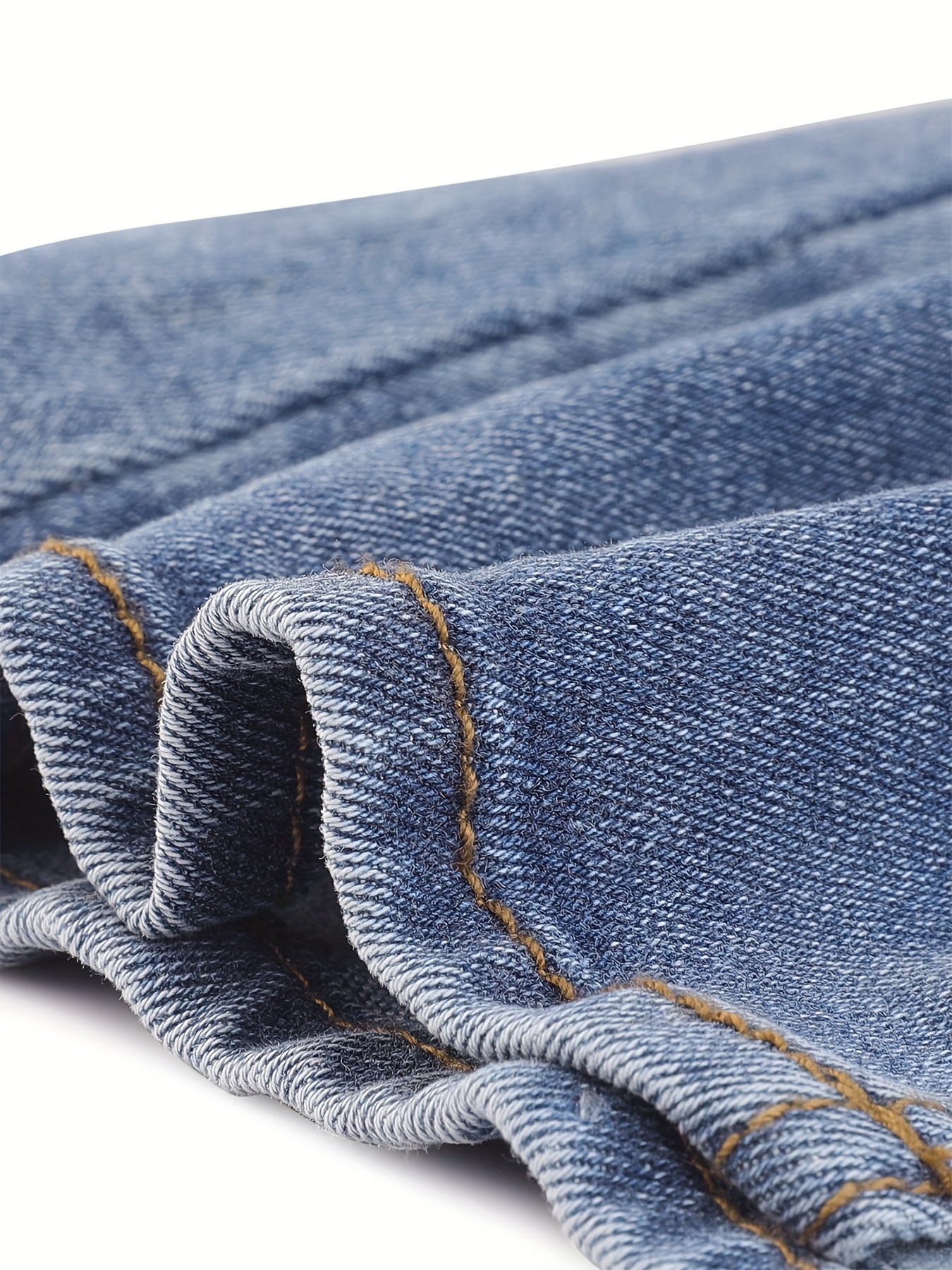 High Rise Single-breasted Elegant Style Split Front Plain Washed Blue Bodycon Denim Skirt, Women's Denim Jeans & Clothing