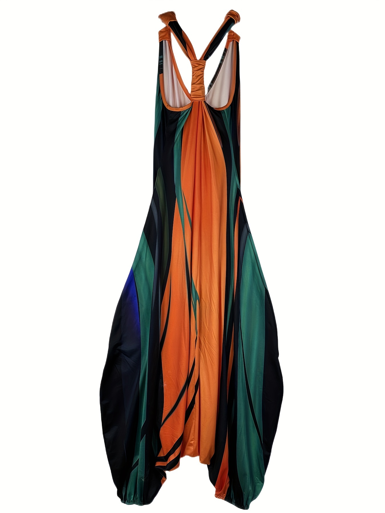 Fashionable Graphic Print V Neck Jumpsuit - Effortlessly Chic Sleeveless Baggy Style - Perfect for Spring & Summer - Trendy Womens Clothing