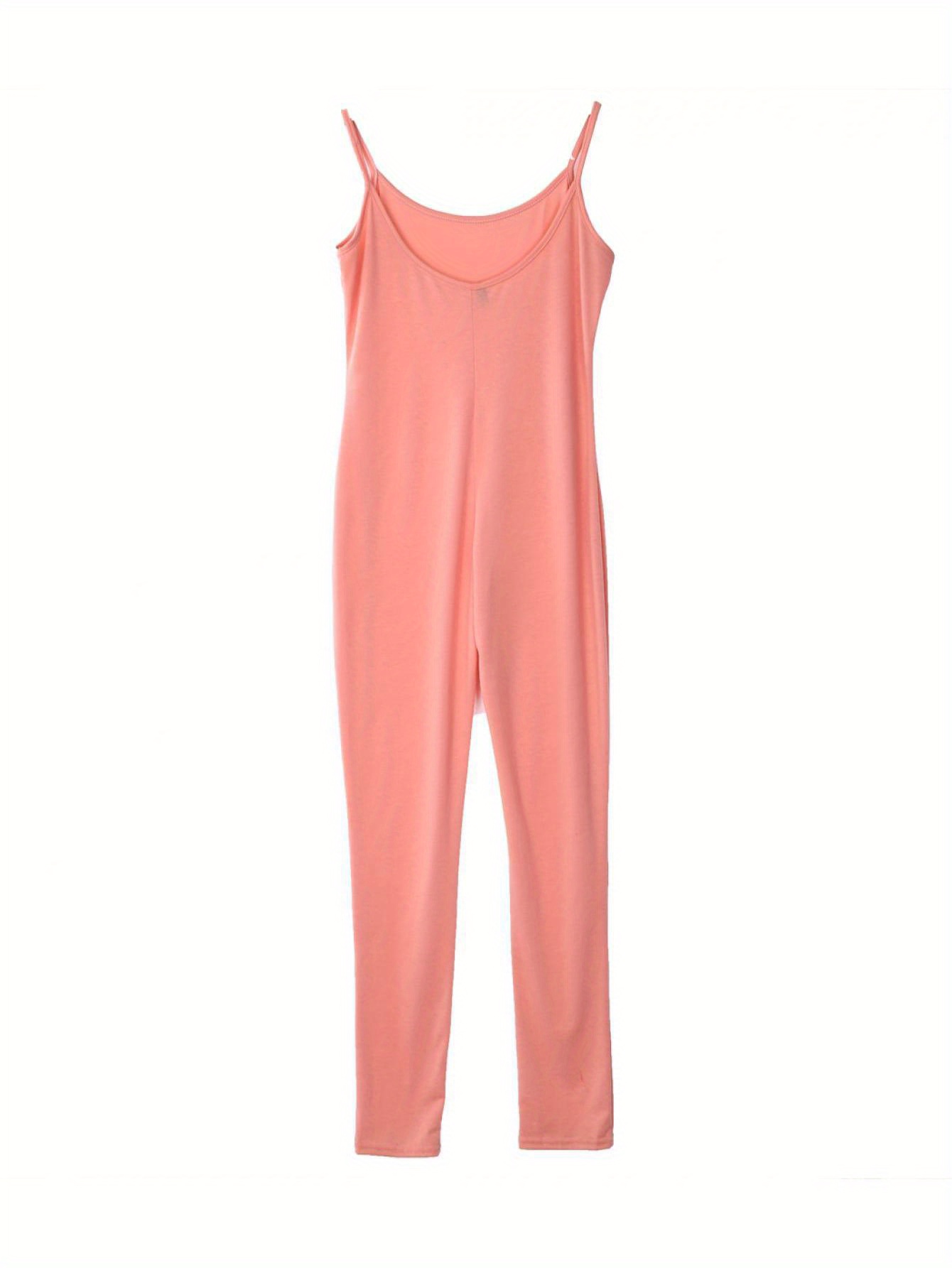 Ladies Jumpsuit Pure Color Slim Fit Sling Sleeveless Style Sexy V Neck Fashion Yoga Bodysuit