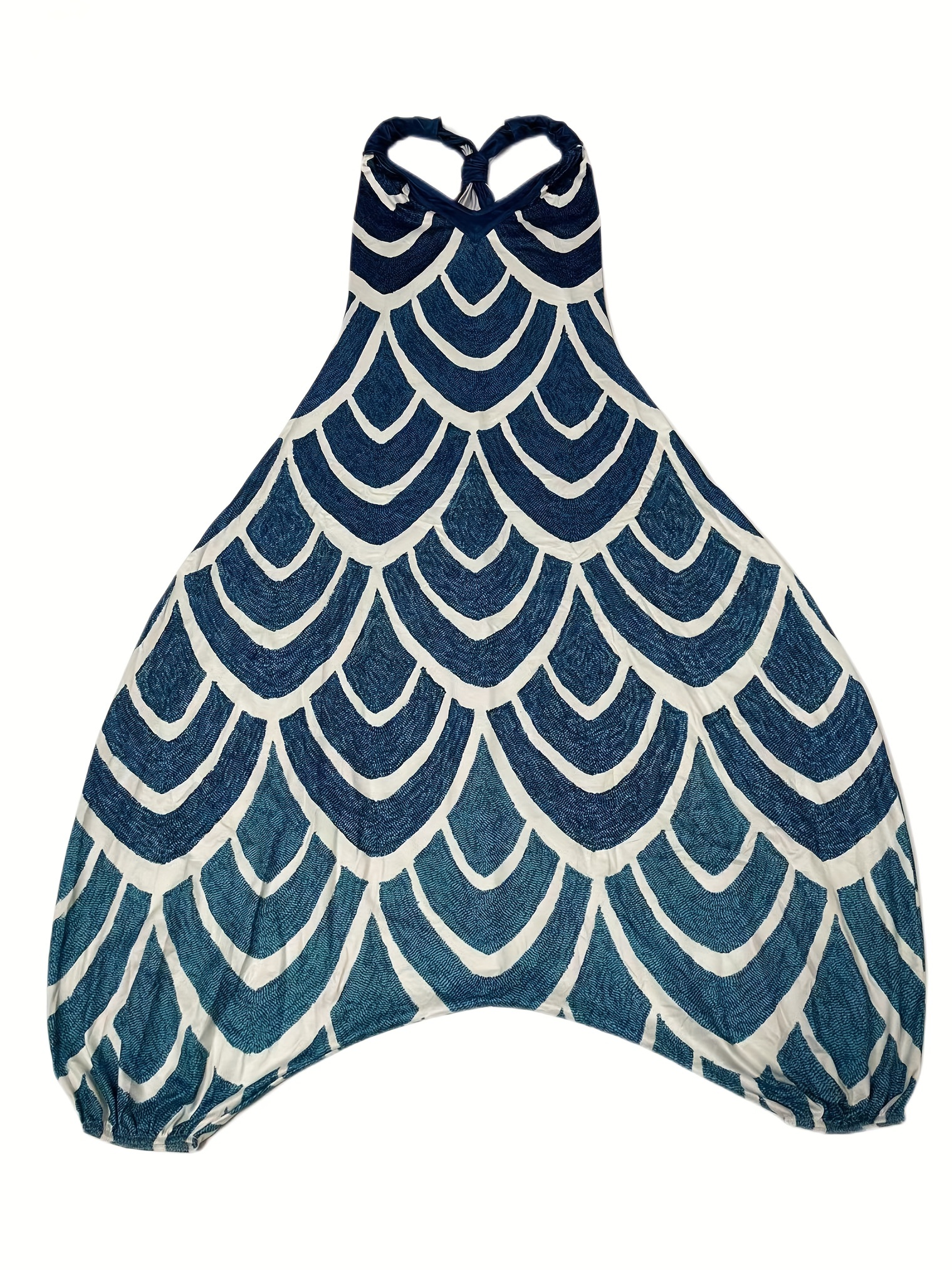 Vibrant Graphic Print Long Sleeveless V Neck Baggy Jumpsuit for Women - Relaxed Fit, Mid Elasticity, Machine Washable, Perfect for Summer Casual Occasions