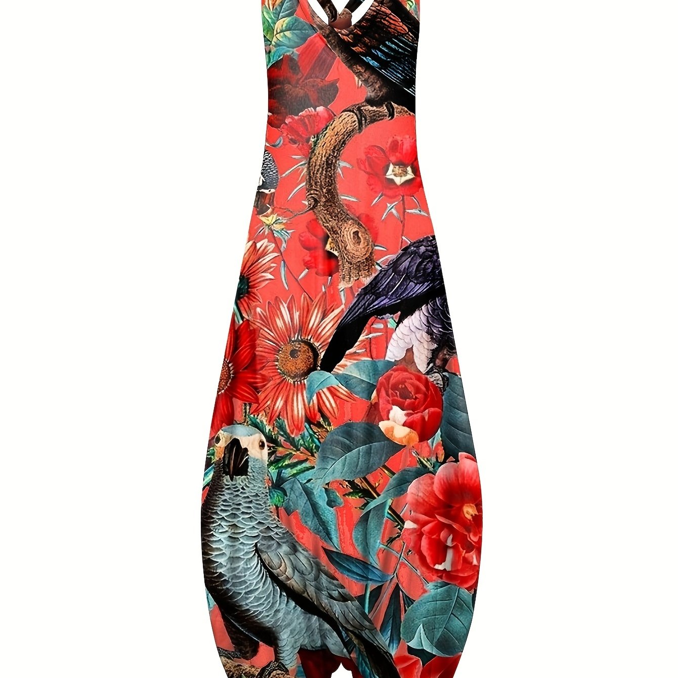 Boho Chic Floral Mandala Jumpsuit - Comfortable Sleeveless Baggy Style - Perfect Summer Casual Wear for Women