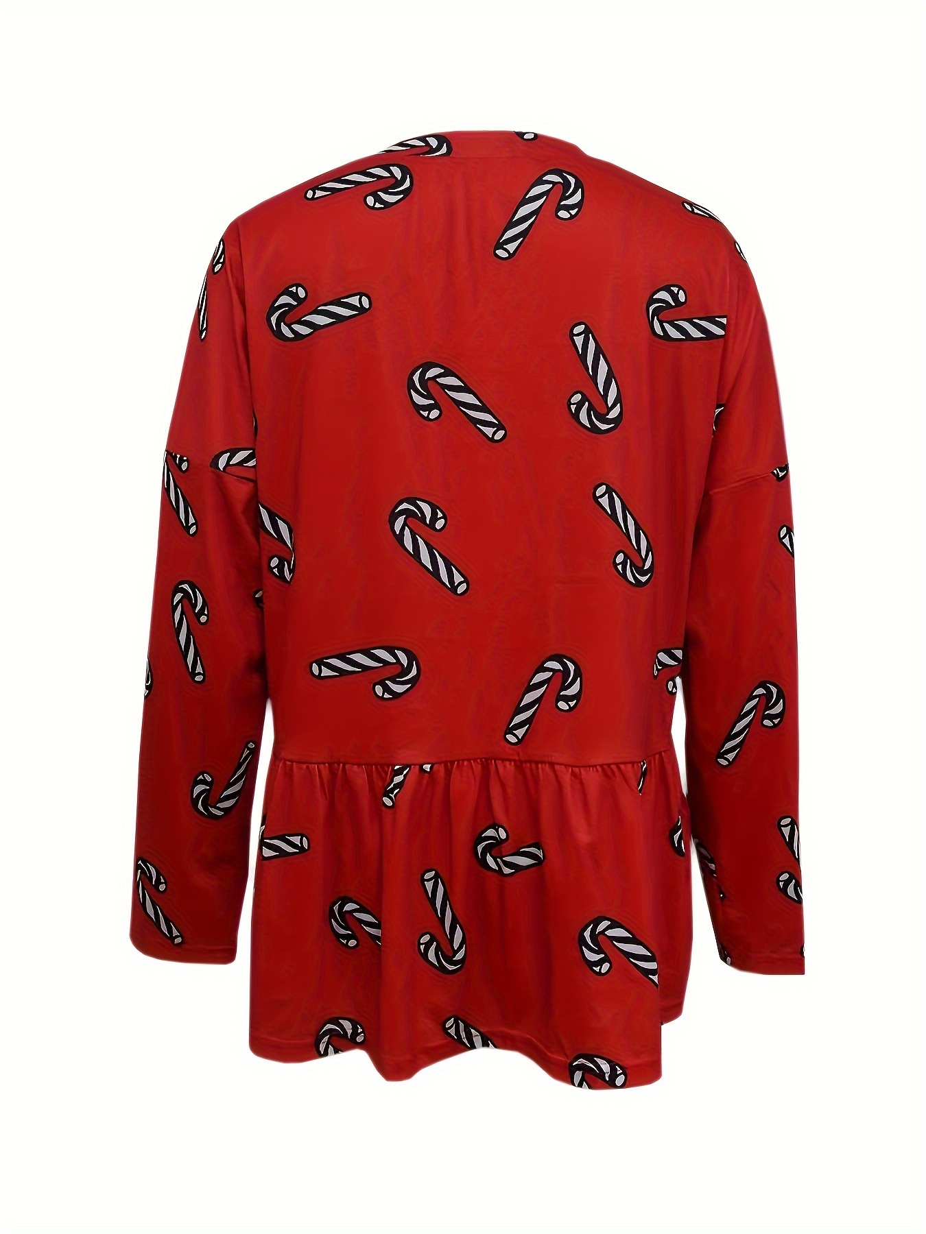 Women's Printed Button Design V-neck Fashionable Casual Long Sleeved Shirt