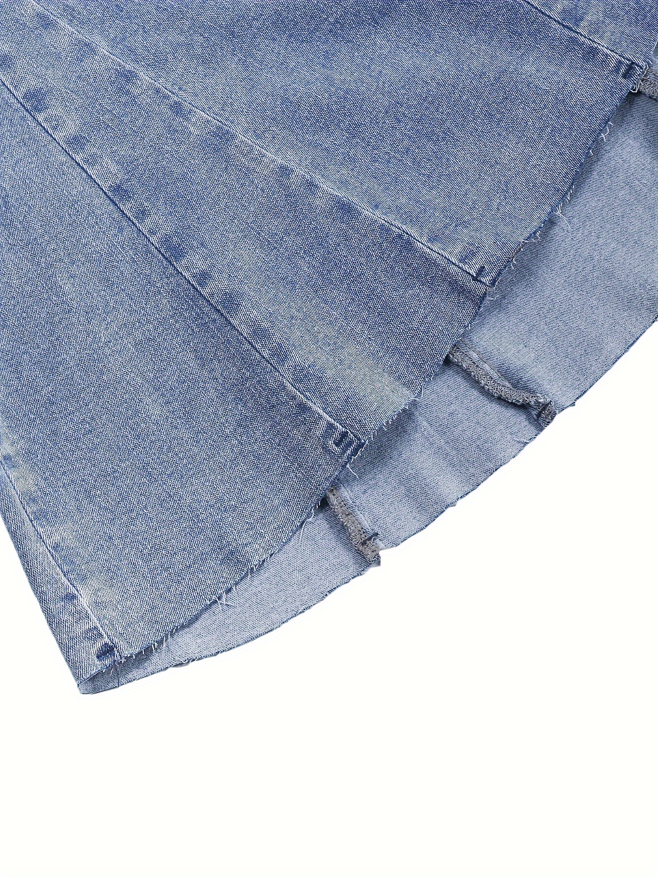 Raw Hem Plain Washed Blue Elegant Style Maxi Denim Skirt, Women's Denim Jeans & Clothing