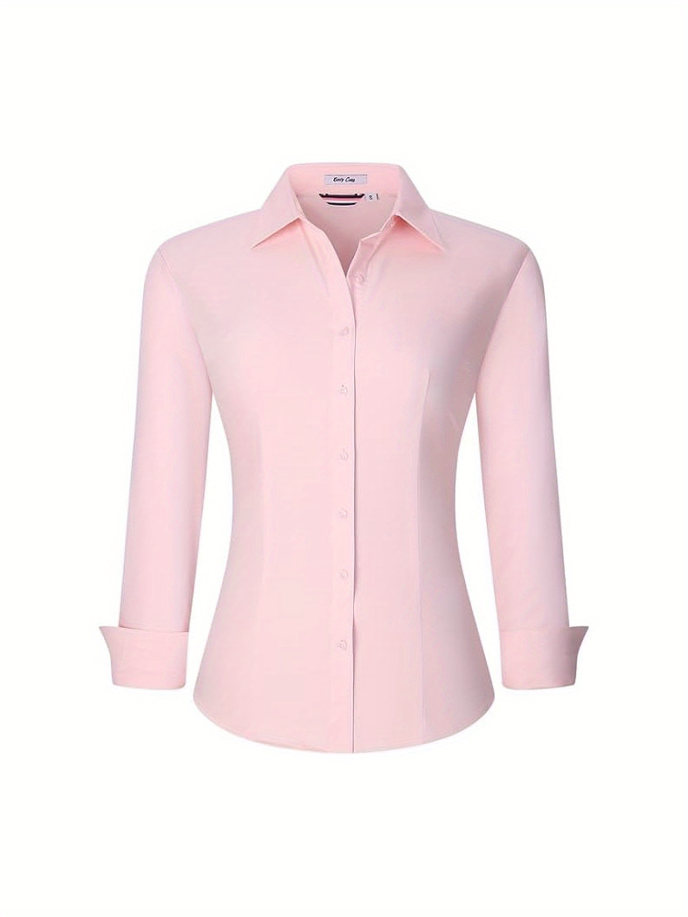 Womens Long Sleeve Button Down Shirts Regular Fit Stretch Work Blouse