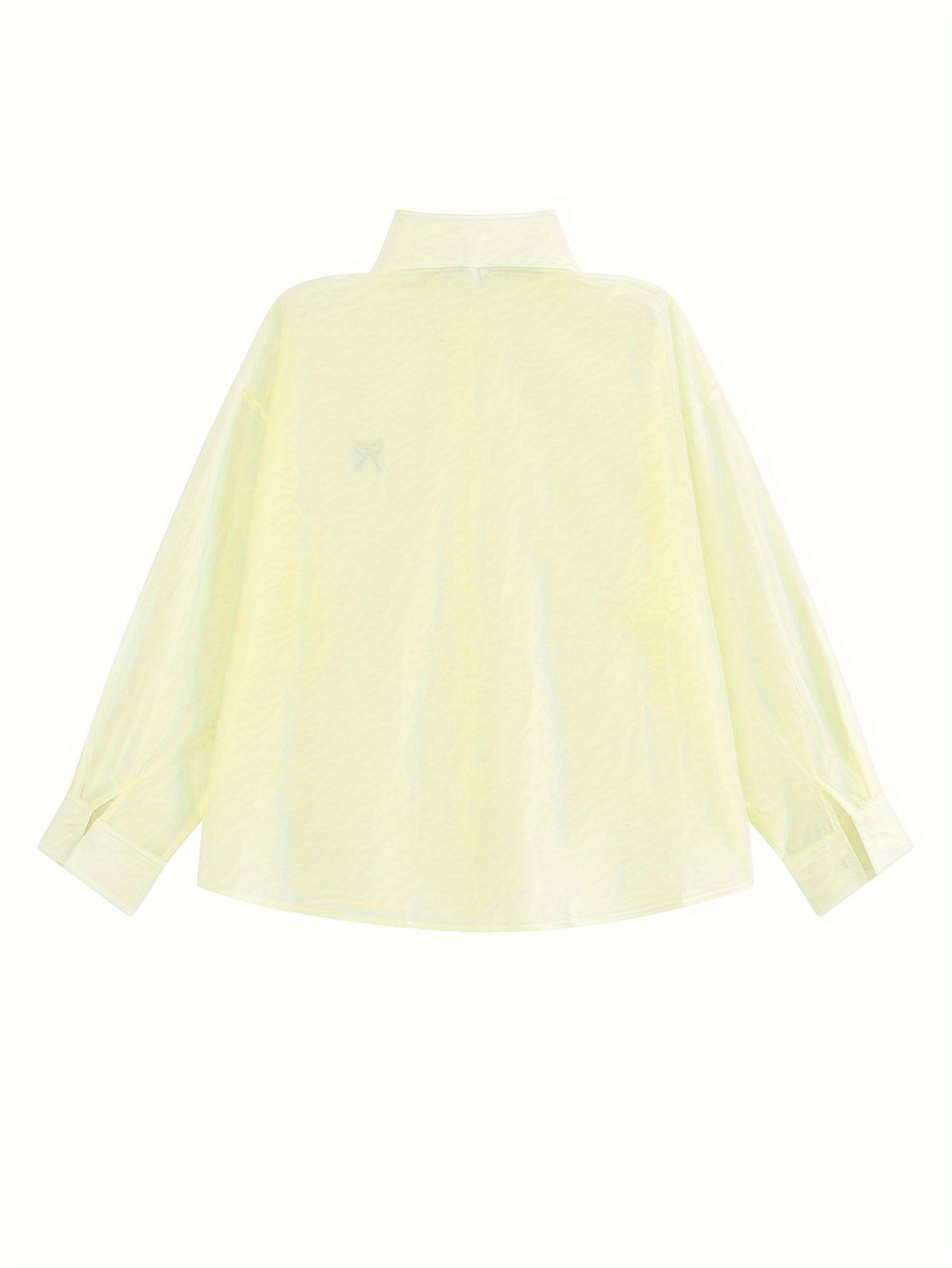 Women's Casual Polyester Blouse With Butterfly Embroidery, Relaxed Fit, UV Protection, Adjustable Button Front, Seasonless