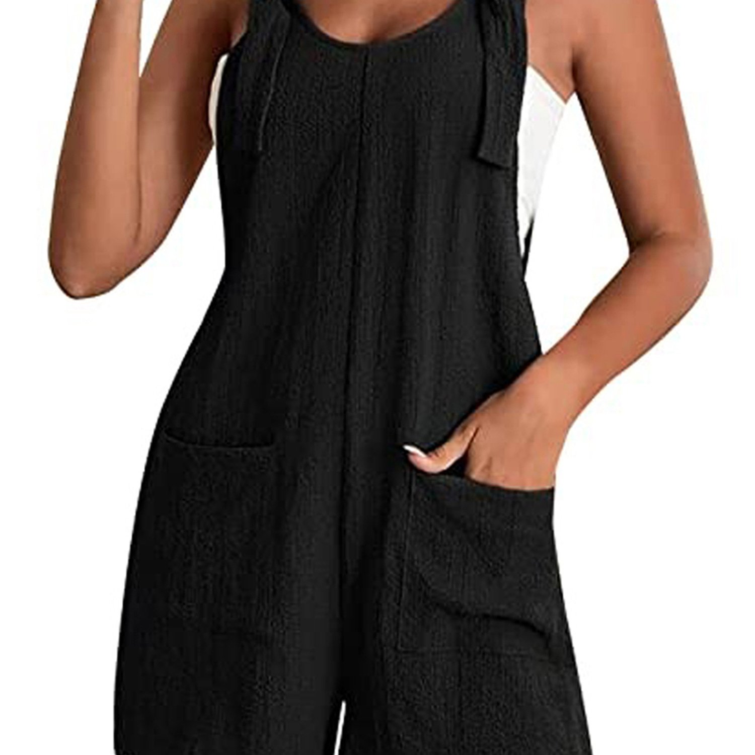 Women's Casual Romper Shorts Solid Color Sleeveless Halter Short Jumpsuit Summer Clothes