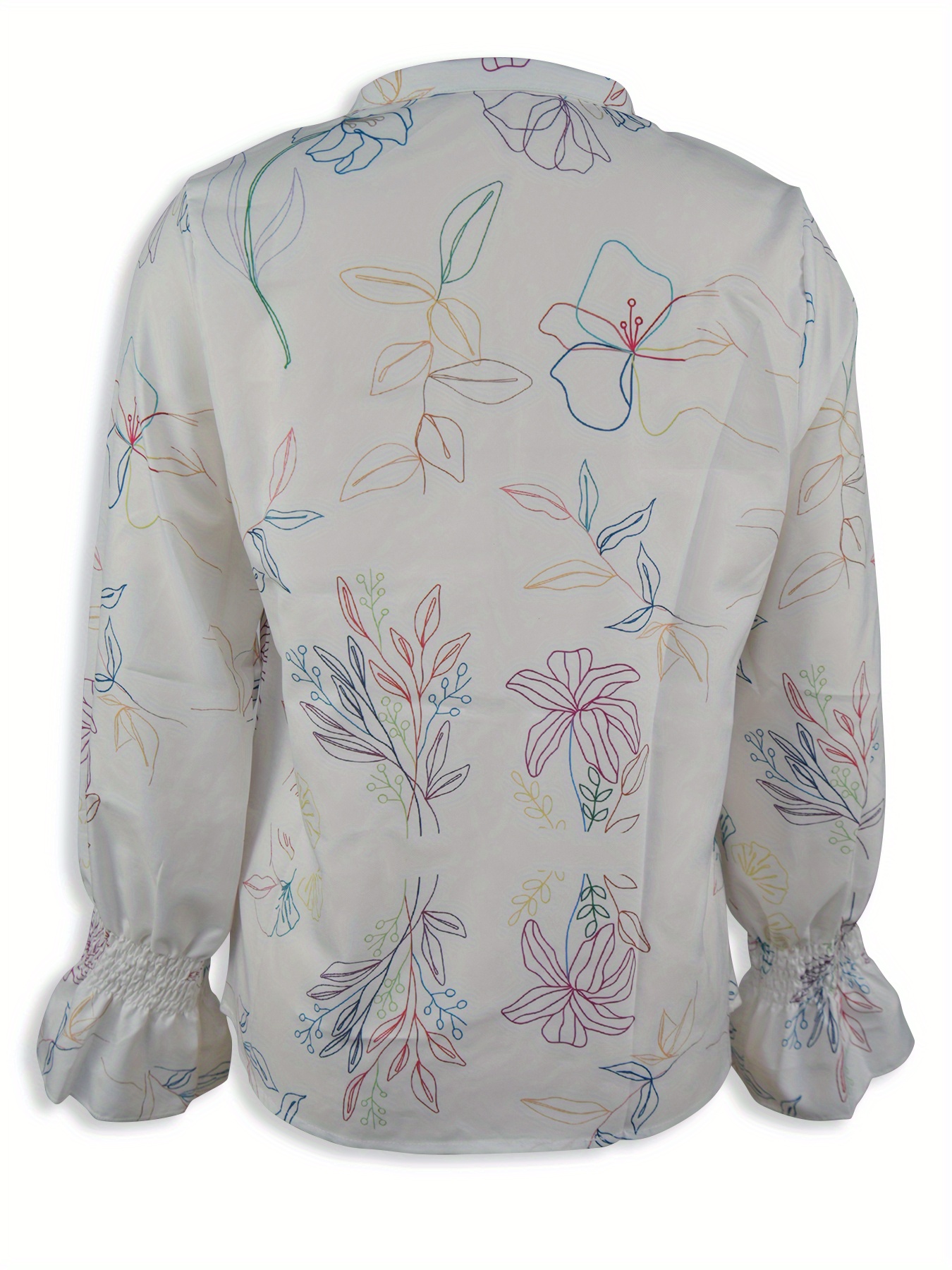 Elegant Polyester Blouse With Floral Print, V-Neck, Long Sleeve, Relaxed Fit, Suitable For Women, Seasonal And Versatile