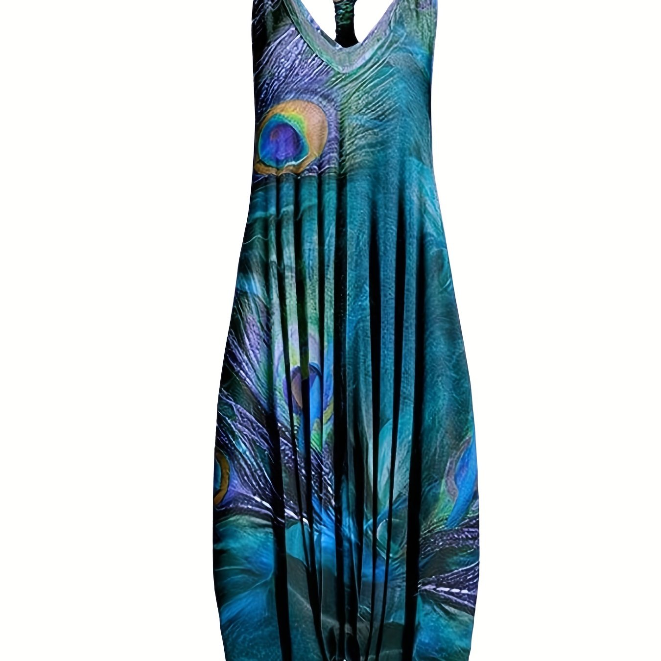 Fashionable Graphic Print V Neck Jumpsuit - Effortlessly Chic Sleeveless Baggy Style - Perfect for Spring & Summer - Trendy Womens Clothing