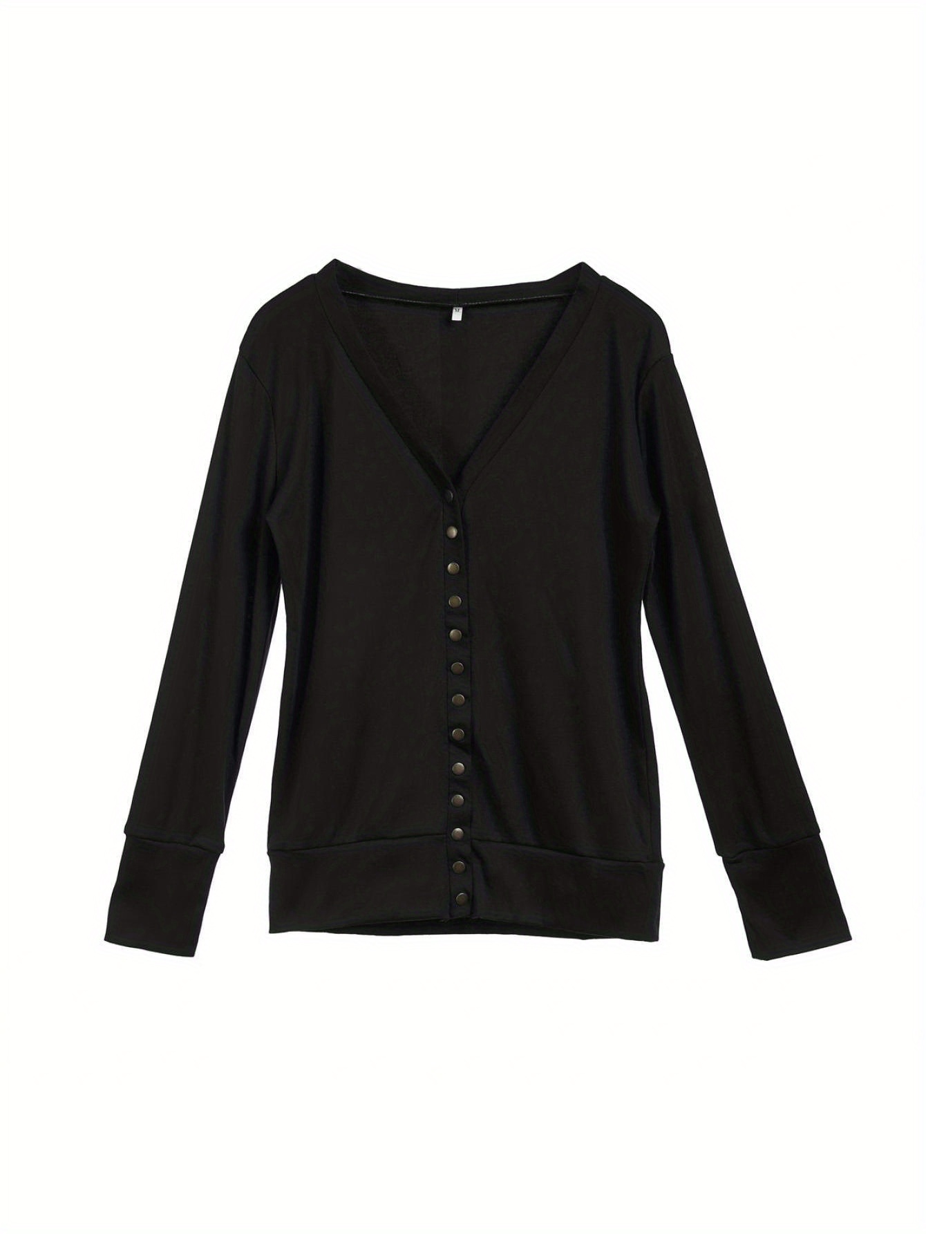 Women Jacket, Long Sleeve Cardigan Front Open Outfit, Solid Color Knitted Sweater with Button Front Outerwear Coat