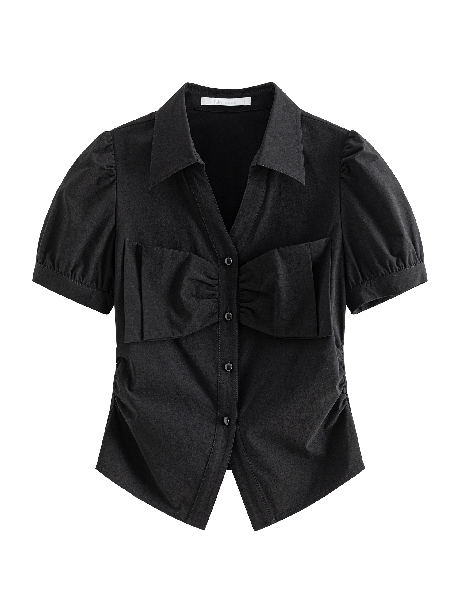 Bow Decor Beaded Slim Blouse, Sweet Short Sleeve Blouse For Spring & Summer, Women's Clothing