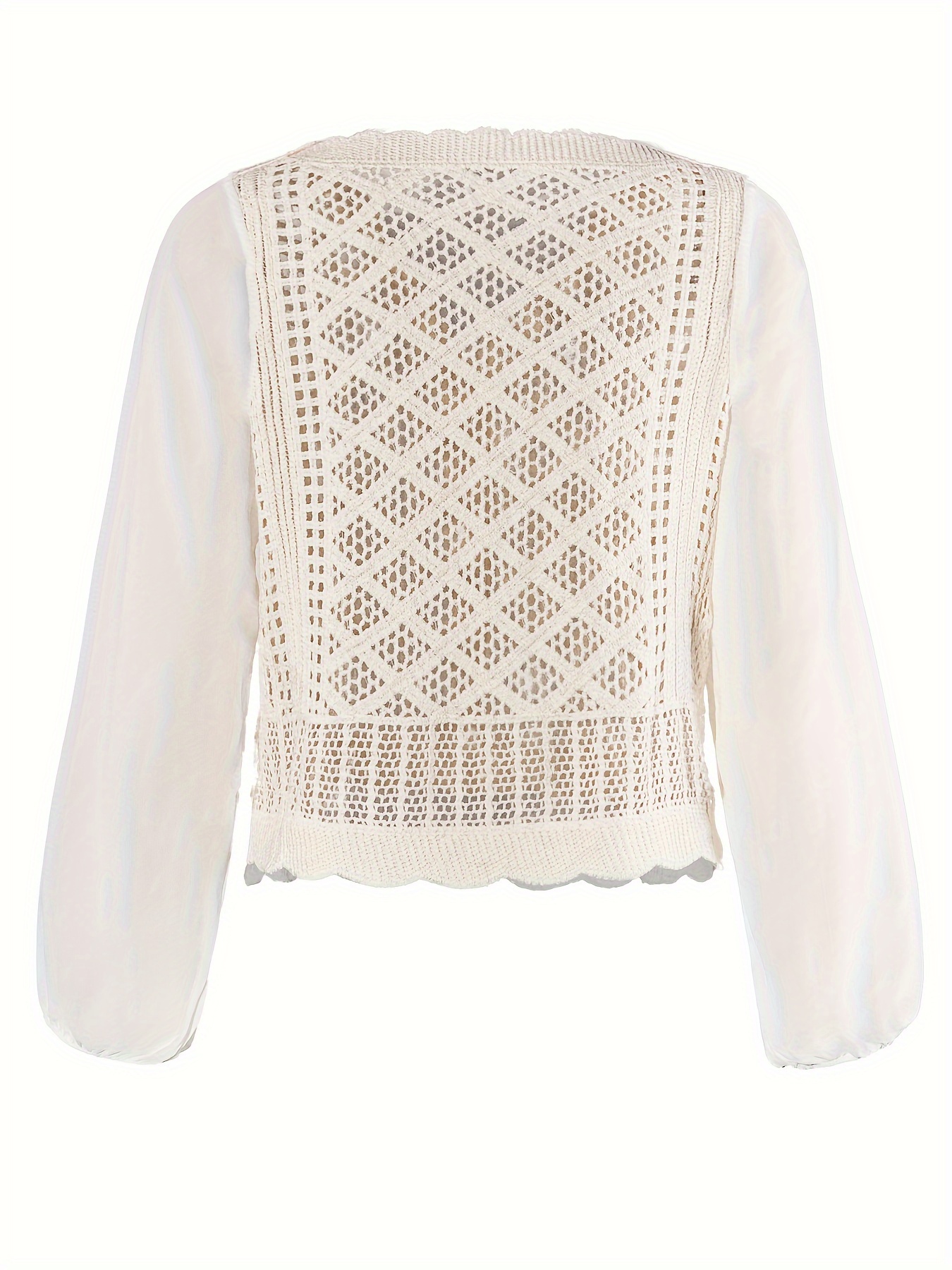 Women Fashion Hollow Out V Neck Long SLeeve Buckle Shirt