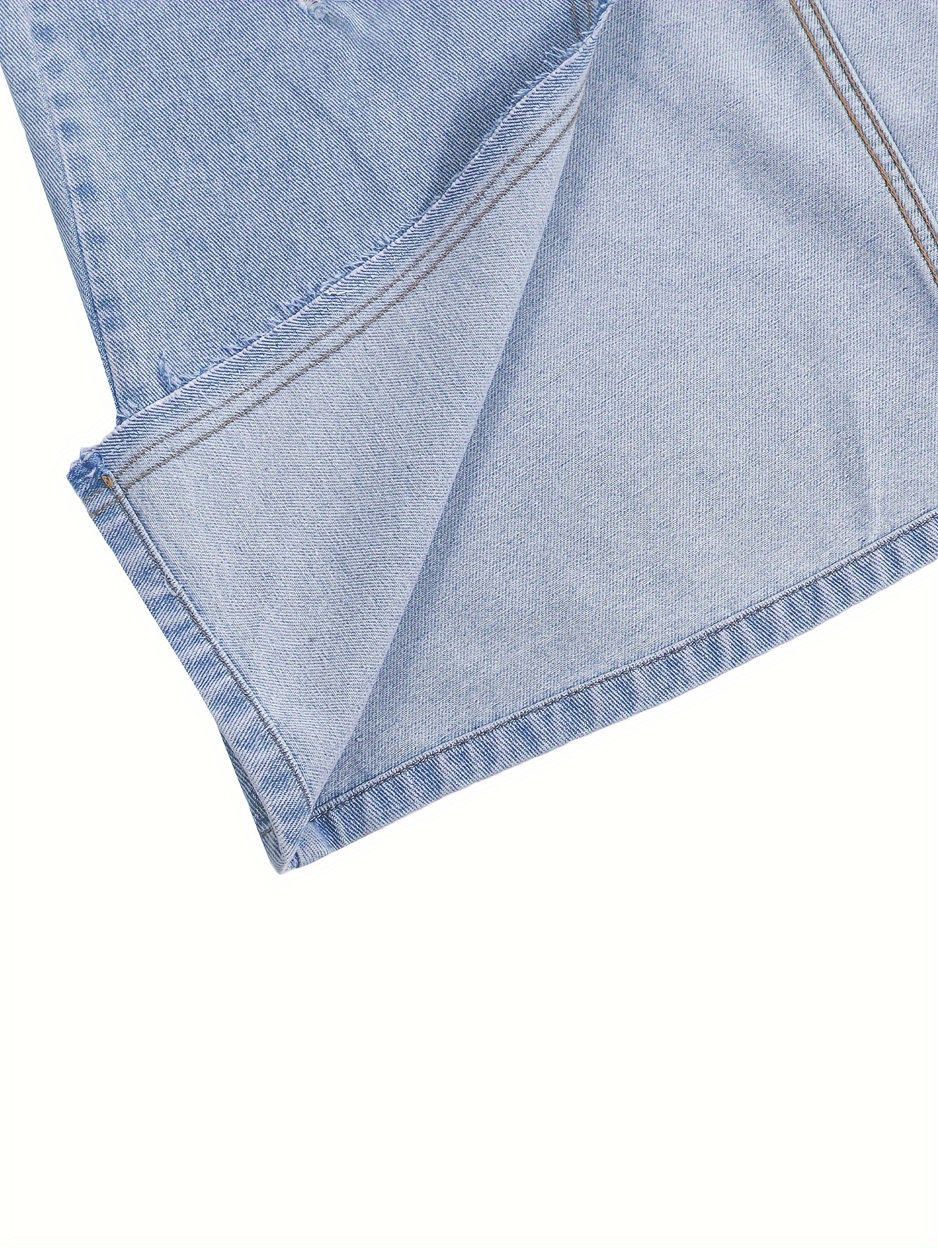 Ripped Split Front Plain Washed Blue Streetwear Maxi Denim Skirt, Women's Denim Jeans & Clothing