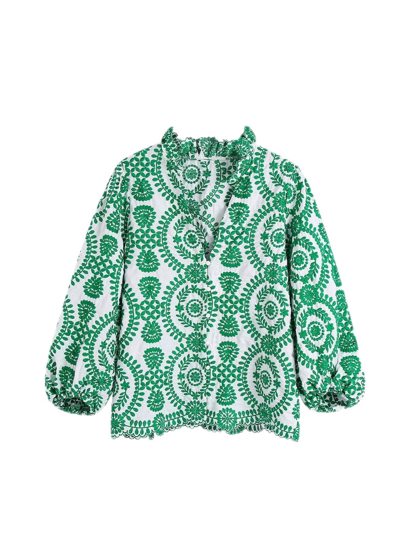 Elegant Women's Embroidered Blouse - Breathable Fabric, Perfect for Any Occasion, Flattering Fit