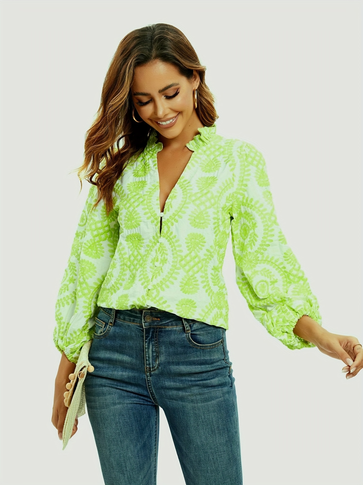 Elegant Women's Embroidered Blouse - Breathable Fabric, Perfect for Any Occasion, Flattering Fit