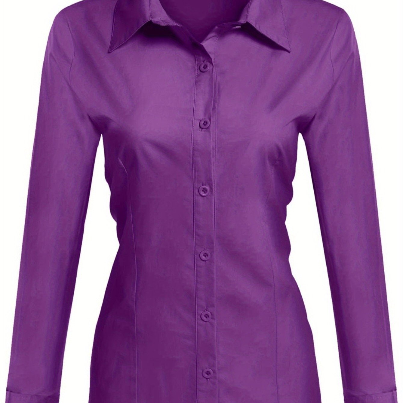 2024 Women's Professional Cotton Shirts: Slim Fit with Button-Down Collar