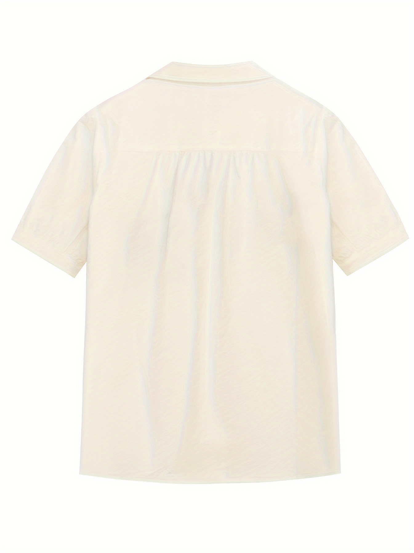 ZIHAN Summer 2024 Cute Cartoon Print Cotton Blouse - Polo Collar, 100% Cotton Lightweight Shirting, Woven, Adult Seasonal Top with Bubble Sleeves, Casual Loose-Fit Polo Shirt
