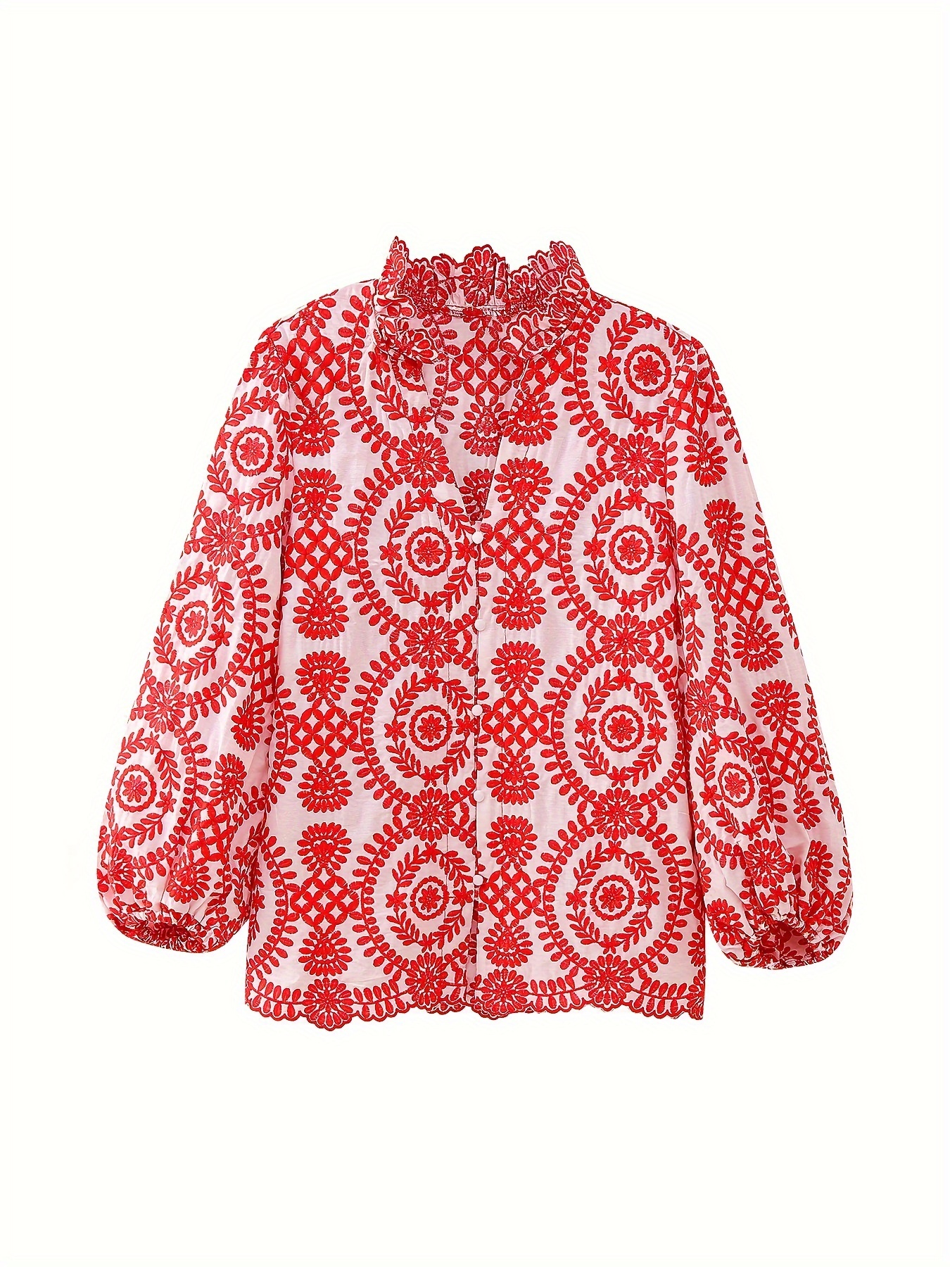 Elegant Women's Embroidered Blouse - Breathable Fabric, Perfect for Any Occasion, Flattering Fit