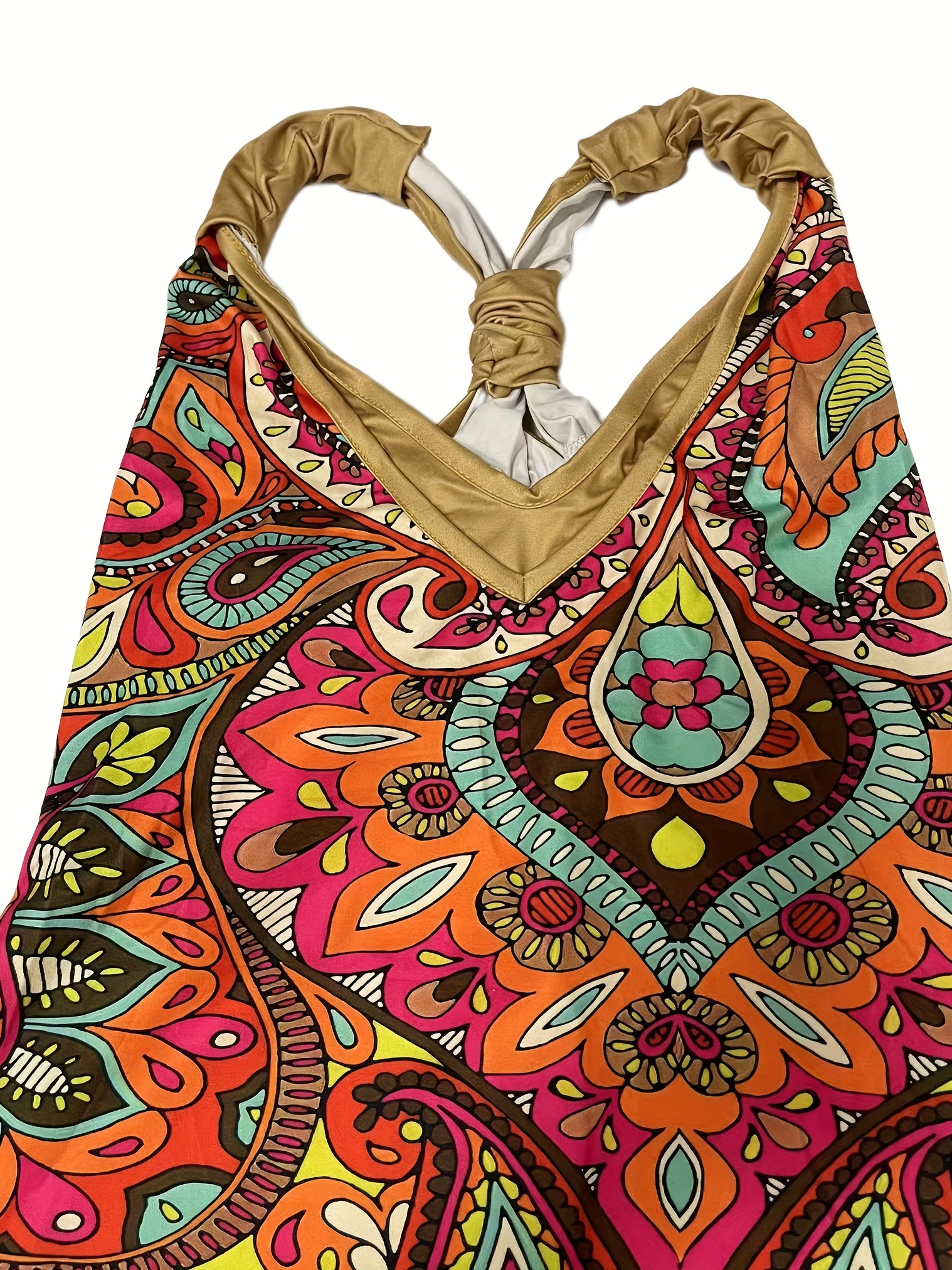 Vibrant Graphic Print Long Sleeveless V Neck Baggy Jumpsuit for Women - Relaxed Fit, Mid Elasticity, Machine Washable, Perfect for Summer Casual Occasions