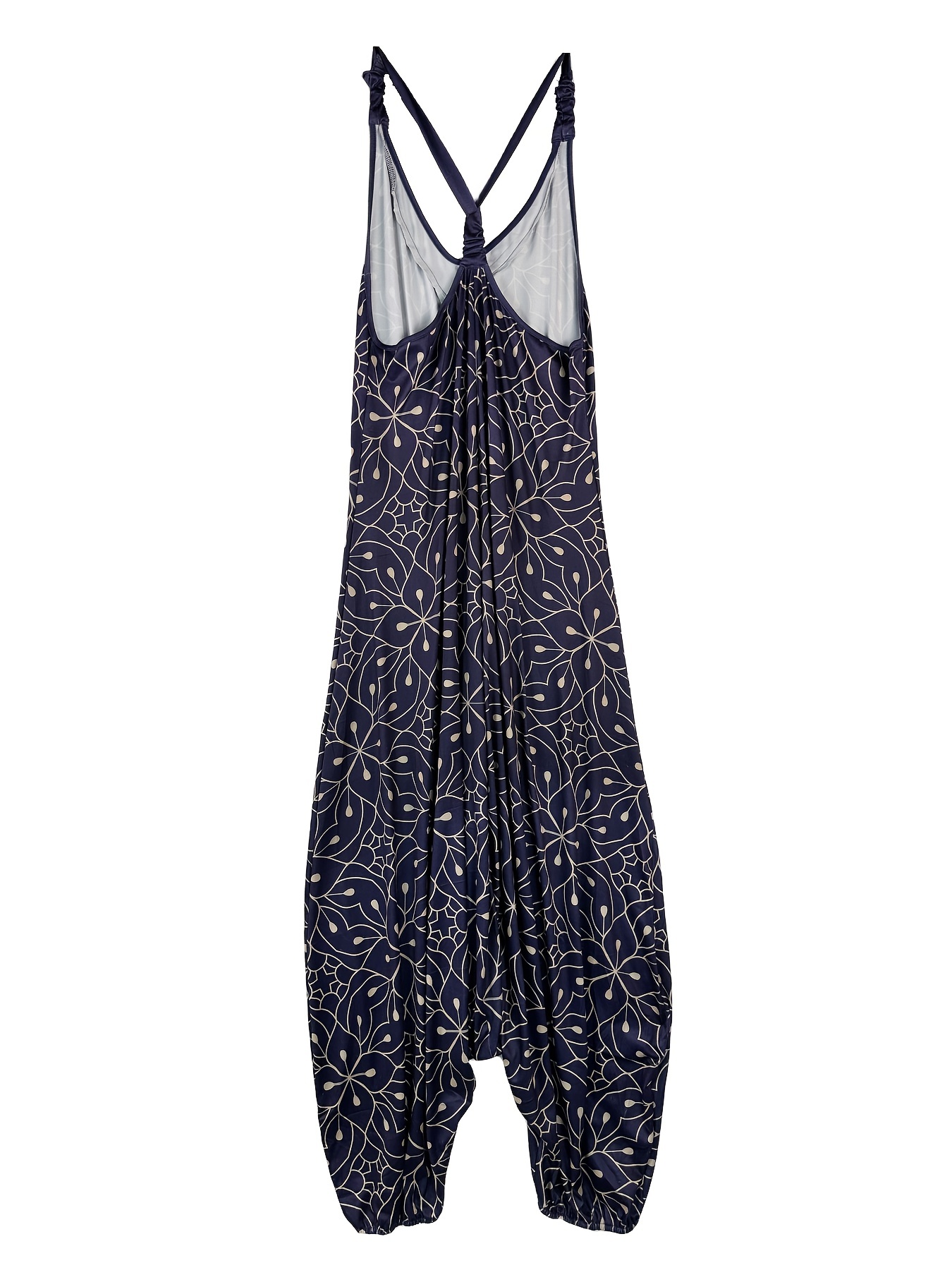 Allover Print V Neck Harem Jumpsuit, Casual Spaghetti Strap Jumpsuit For Spring & Summer, Women's Clothing