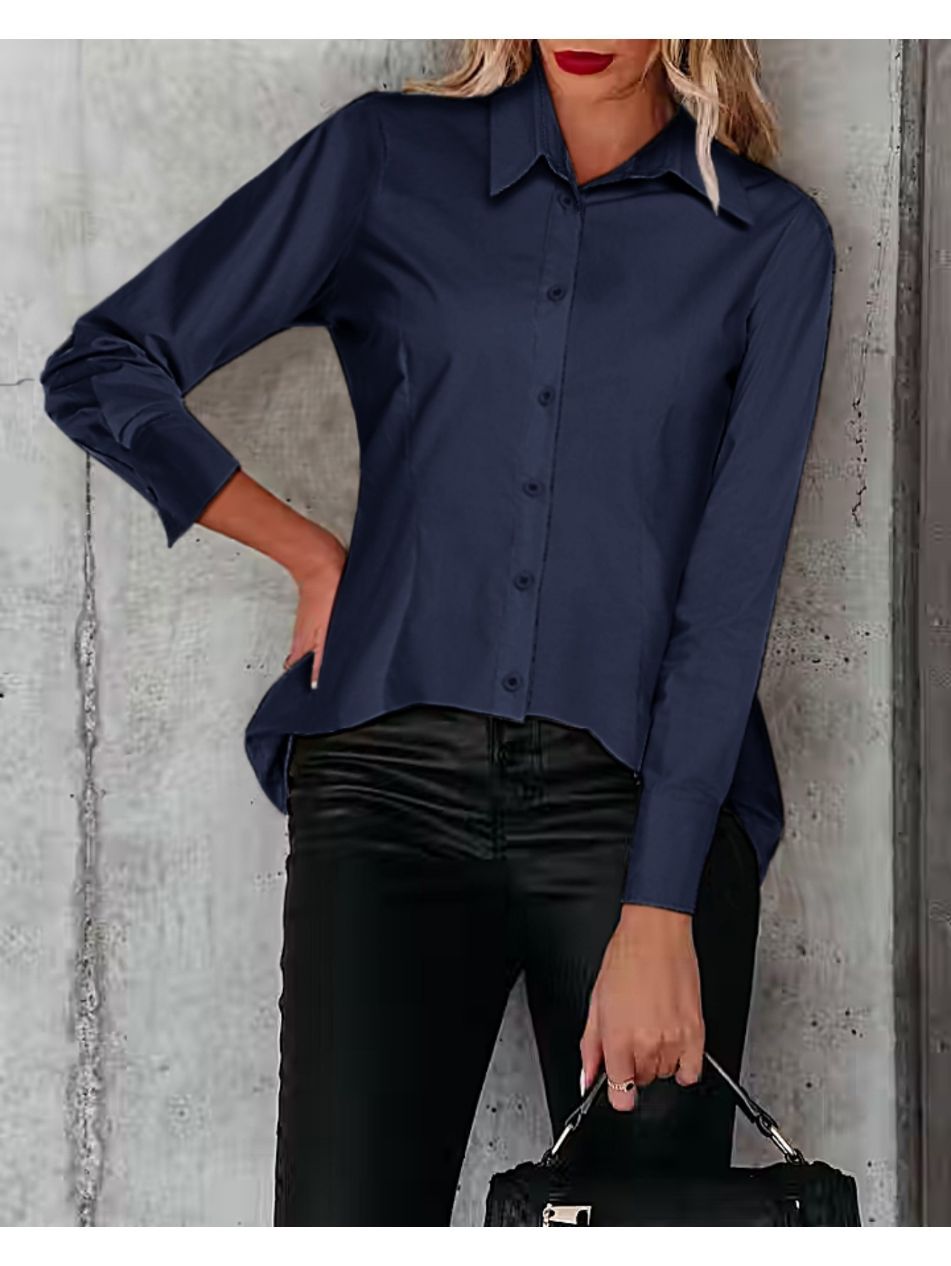 2024 Women's Professional Cotton Shirts: Slim Fit with Button-Down Collar
