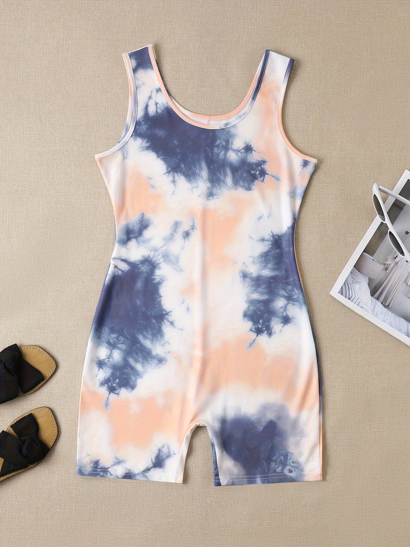 Women's Elegant All-Season Strapless Romper Jumpsuit with Unique Print, Stretchable Knit Fabric, and Easy Care