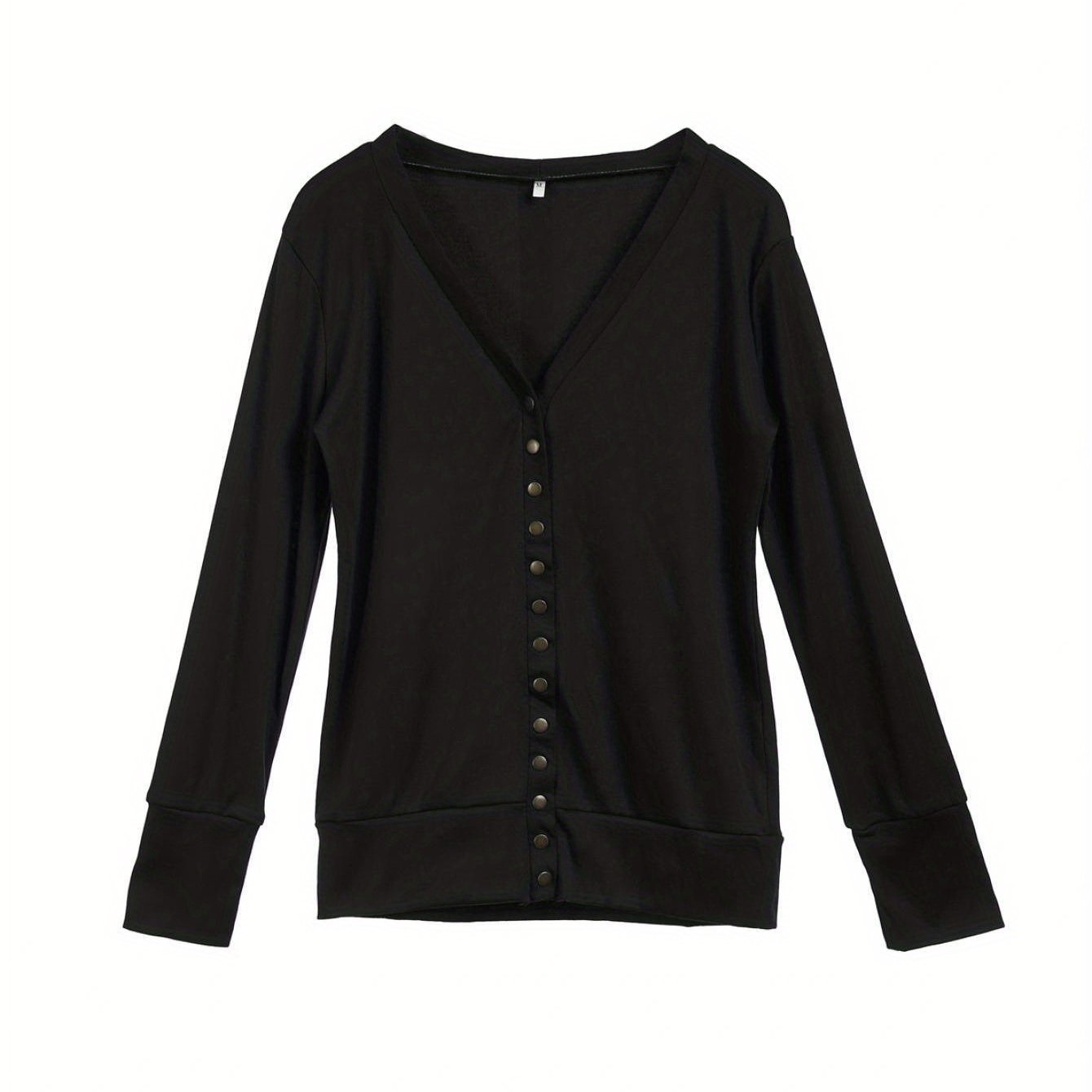 Women Jacket, Long Sleeve Cardigan Front Open Outfit, Solid Color Knitted Sweater with Button Front Outerwear Coat