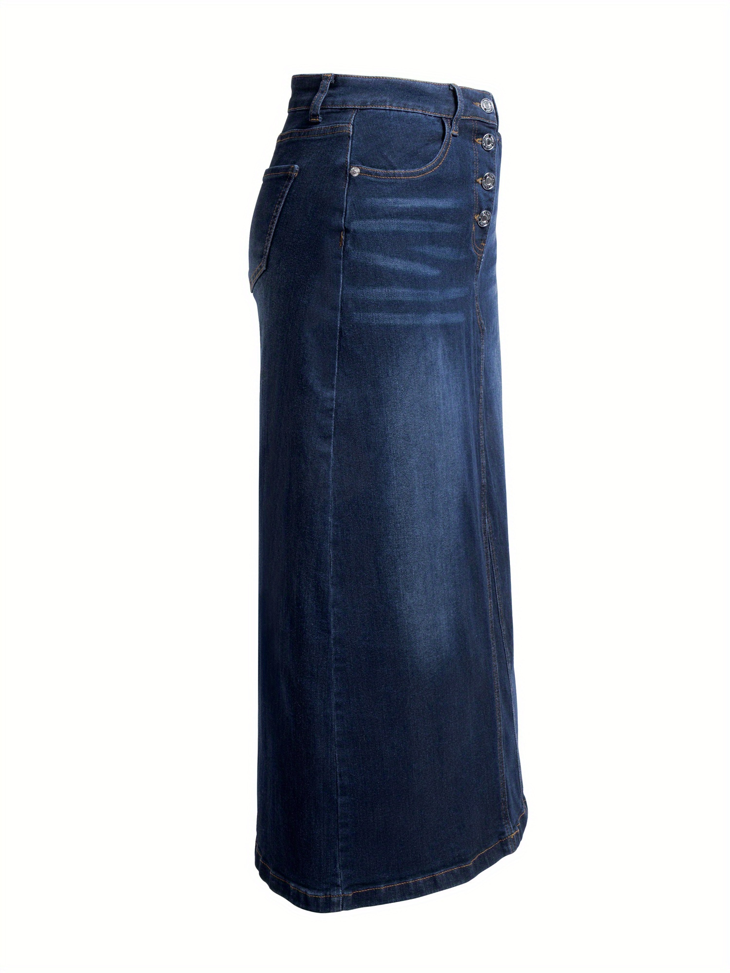 Women's Maxi Pencil Jean Skirt- High Waisted A-Line Long Denim Skirts for Ladies- Blue Jean Skirt