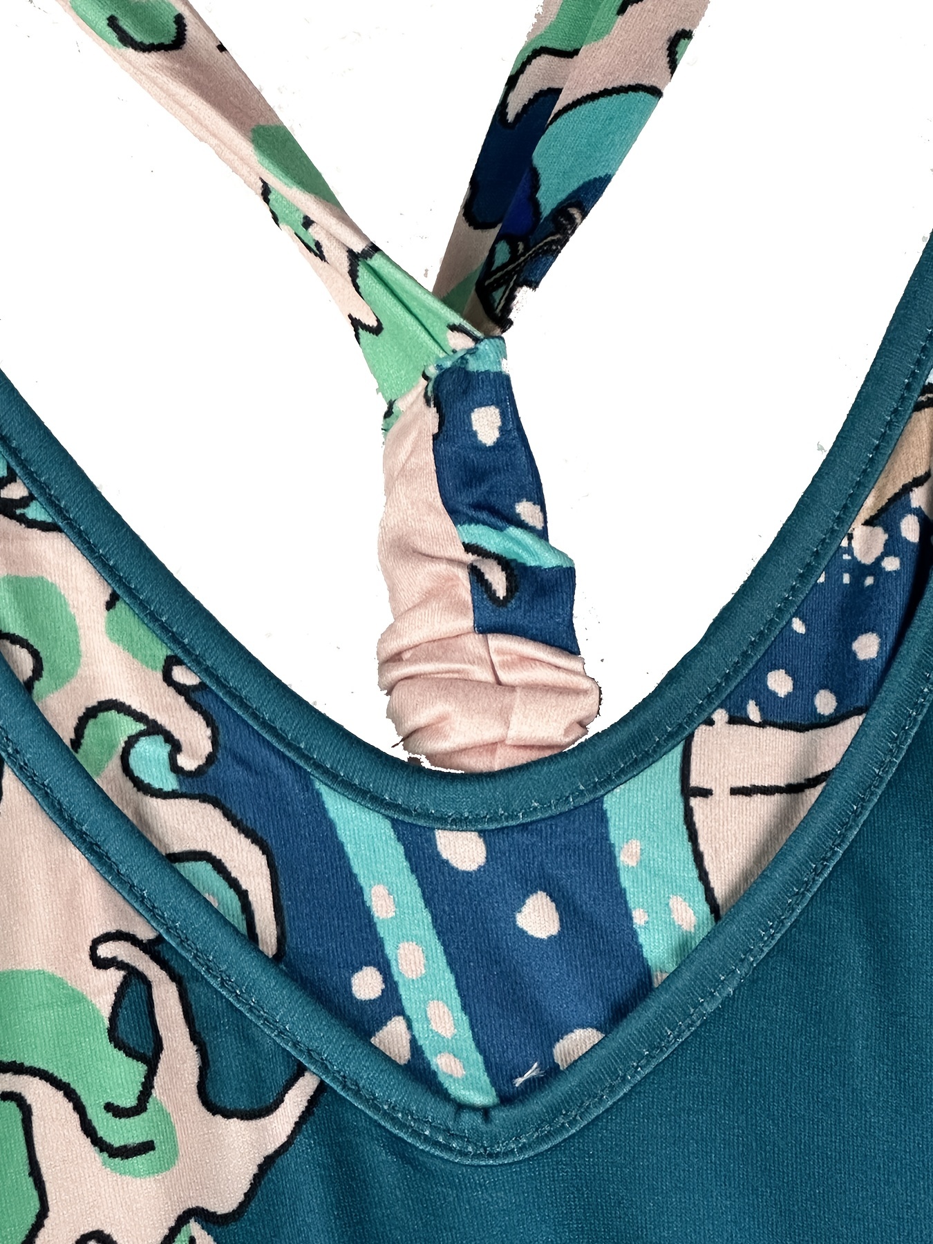 Graphic Print V Neck Harem Jumpsuit, Casual Spaghetti Strap Jumpsuit For Spring & Summer, Women's Clothing