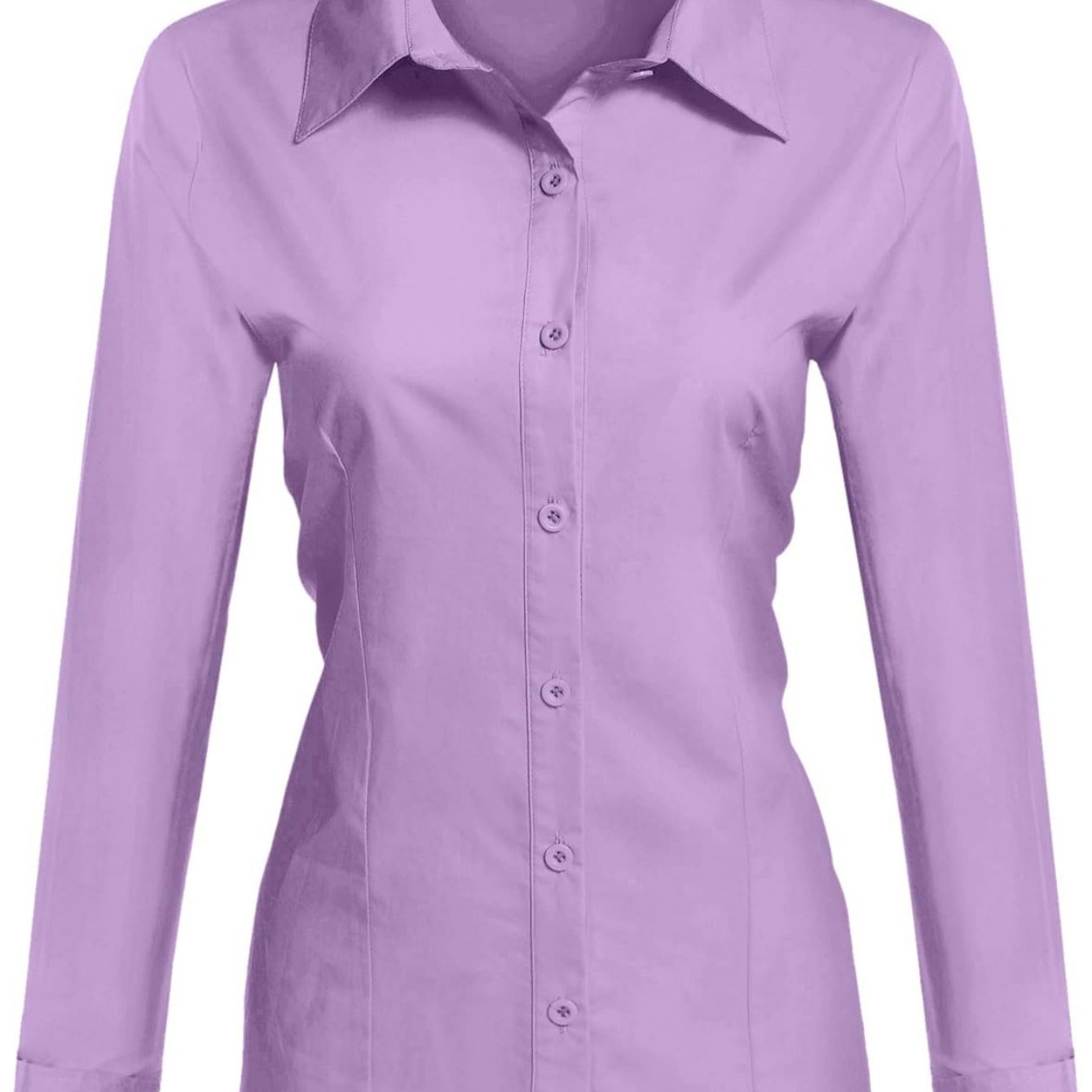 2024 Women's Professional Cotton Shirts: Slim Fit with Button-Down Collar