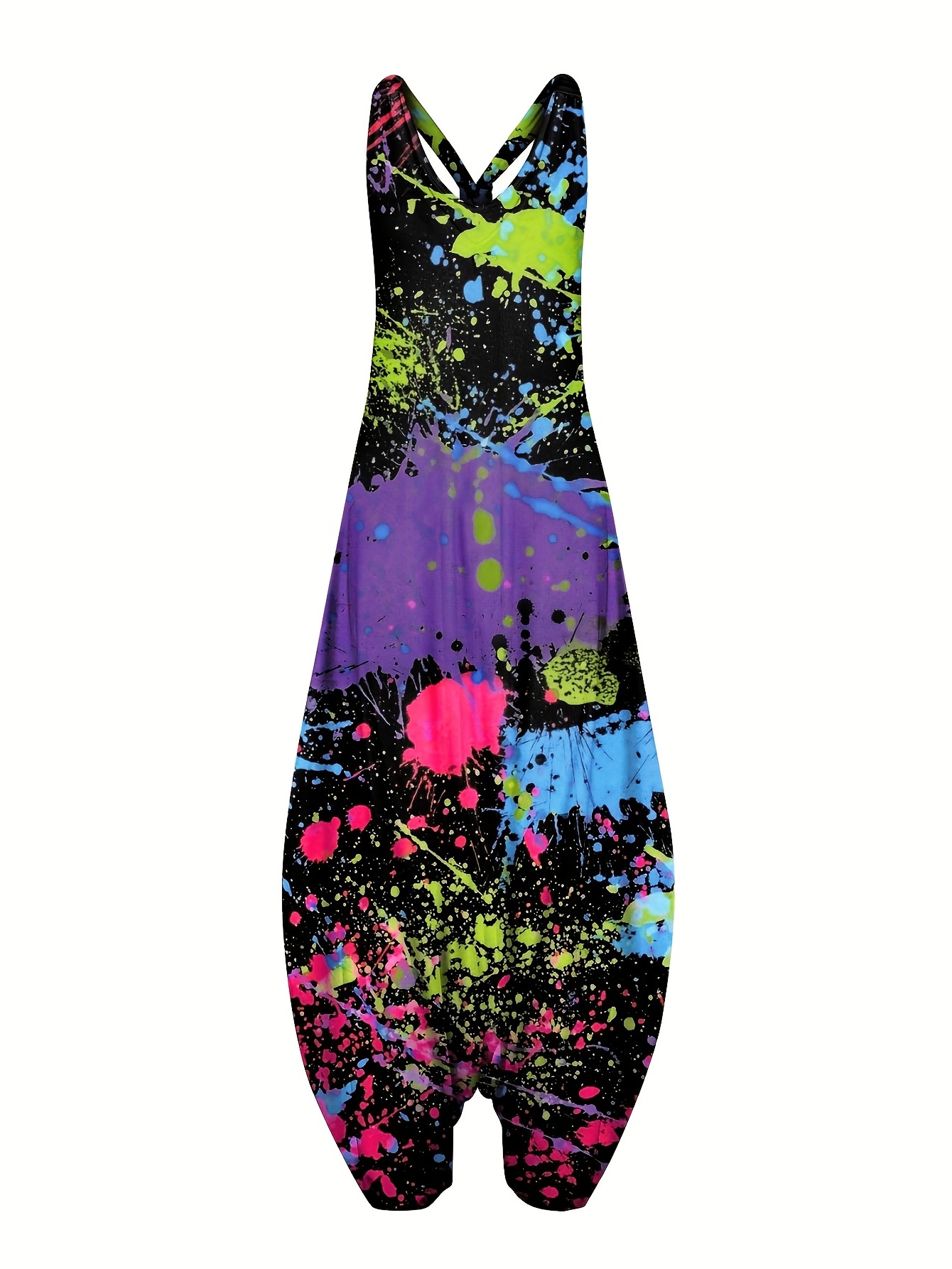 Boho Chic Floral Mandala Jumpsuit - Comfortable Sleeveless Baggy Style - Perfect Summer Casual Wear for Women
