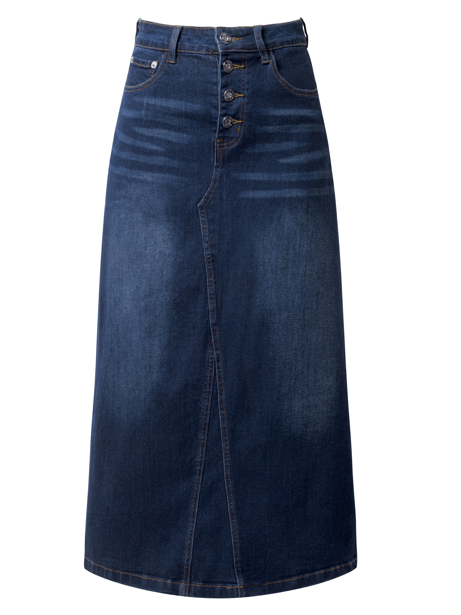 Women's Maxi Pencil Jean Skirt- High Waisted A-Line Long Denim Skirts for Ladies- Blue Jean Skirt