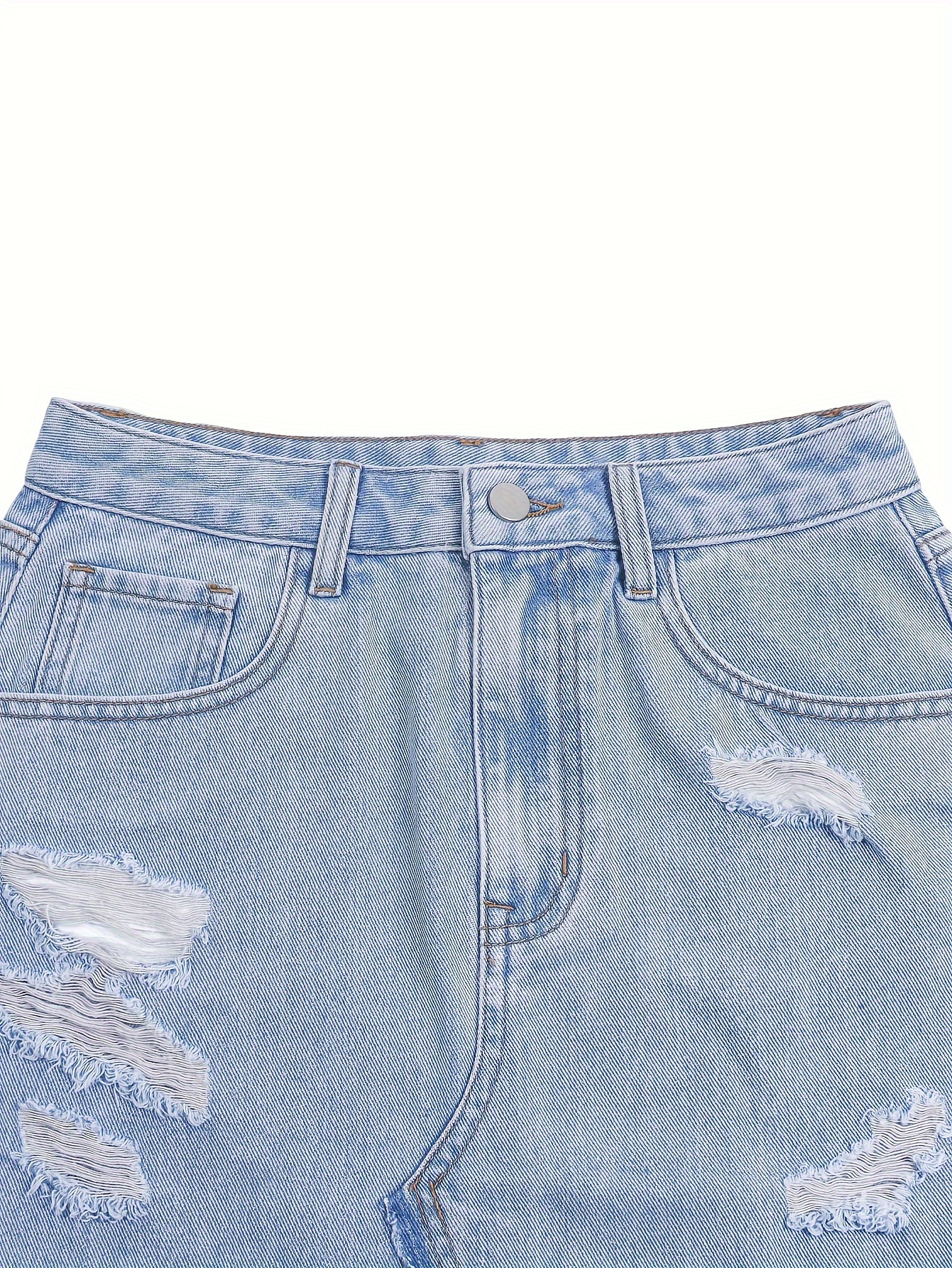 Ripped Split Front Plain Washed Blue Streetwear Maxi Denim Skirt, Women's Denim Jeans & Clothing