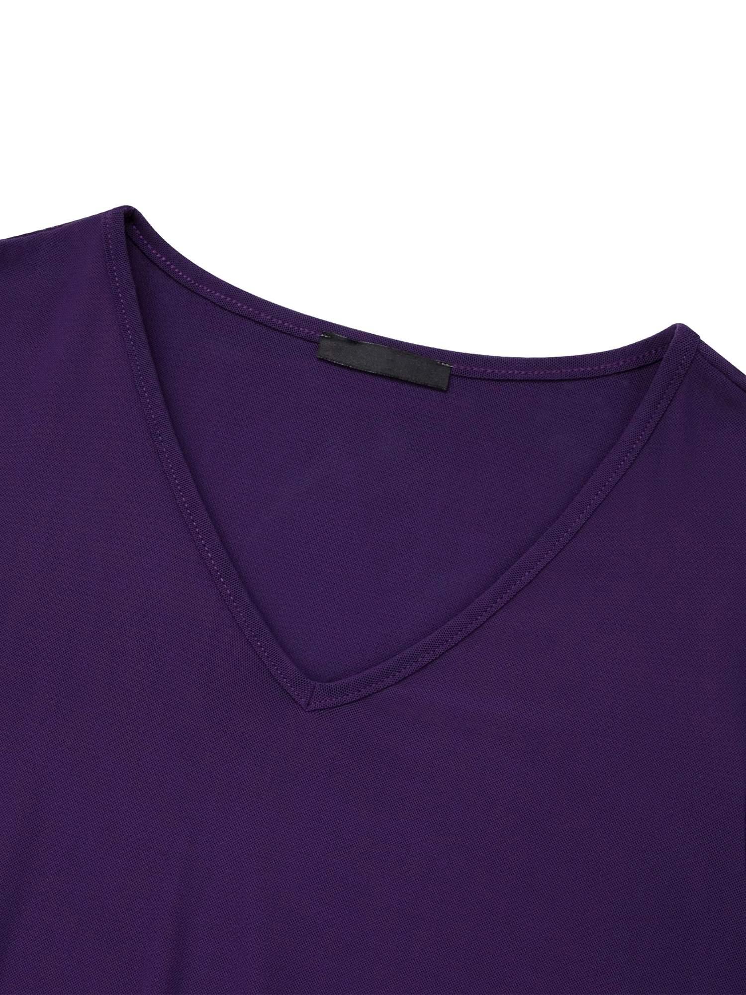tooluck Womens Blouse Double Layers Mesh Shirt Ruffle 3 F4 Flared Sleeve Tops