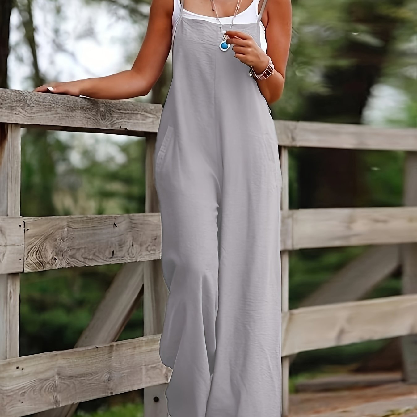 Chic Wide-Leg Jumpsuit-Comfortable Sleeveless Design-Perfect for Casual Outings-Womens Fashion Essential