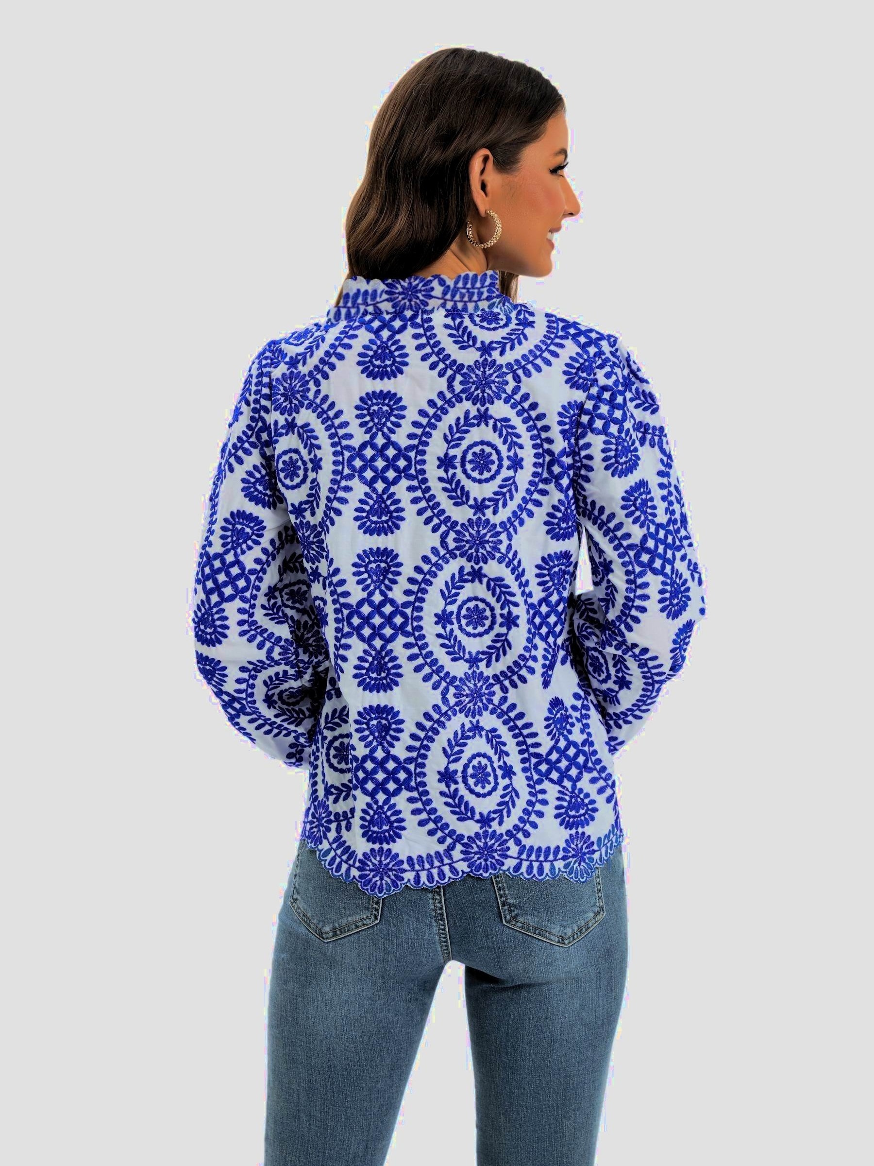 Elegant Women's Embroidered Blouse - Breathable Fabric, Perfect for Any Occasion, Flattering Fit