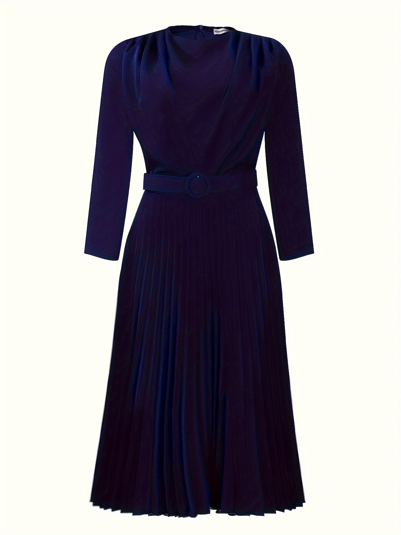 Elegant Temperament, Pleated Commuting Solid Color Dress