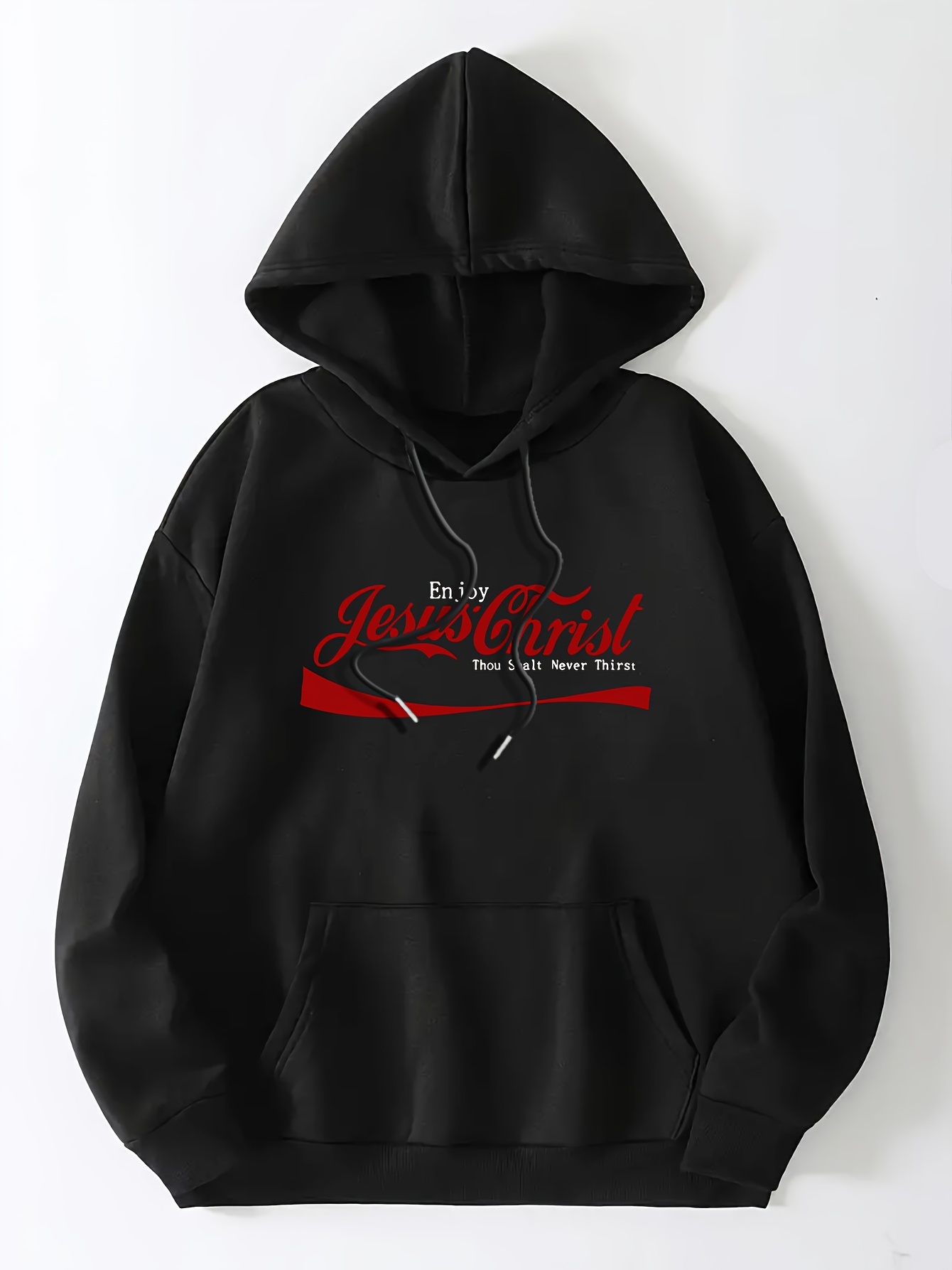 Art Letter Print Hoodie, Casual Kangaroo Pocket Long Sleeve Drawstring Hoodie For Fall & Winter, Women's Clothing