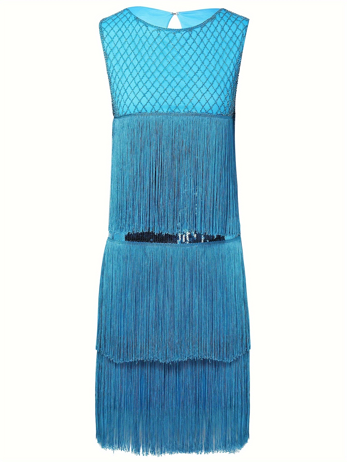 1920s Flapper Dress Long Fringe Gatsby Dress Roaring 20s Sequins Beaded Dress Vintage Art Deco Dress