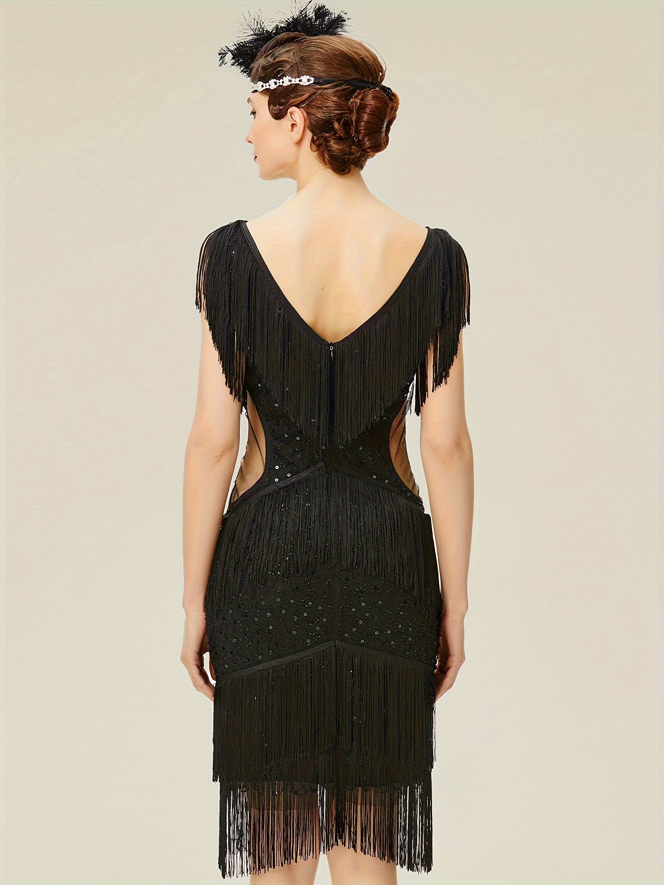 Women's 1920s Flapper Dress V Neck Slip Dress