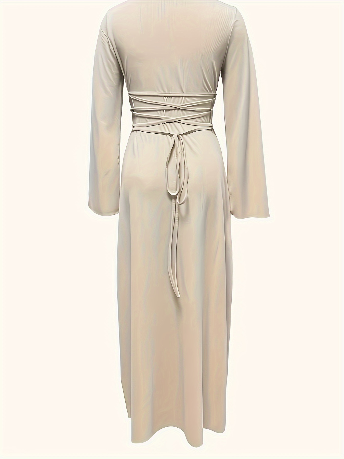 Long Sleeve Loose Dress, Casual Square Neck Maxi Dress, Women's Clothing