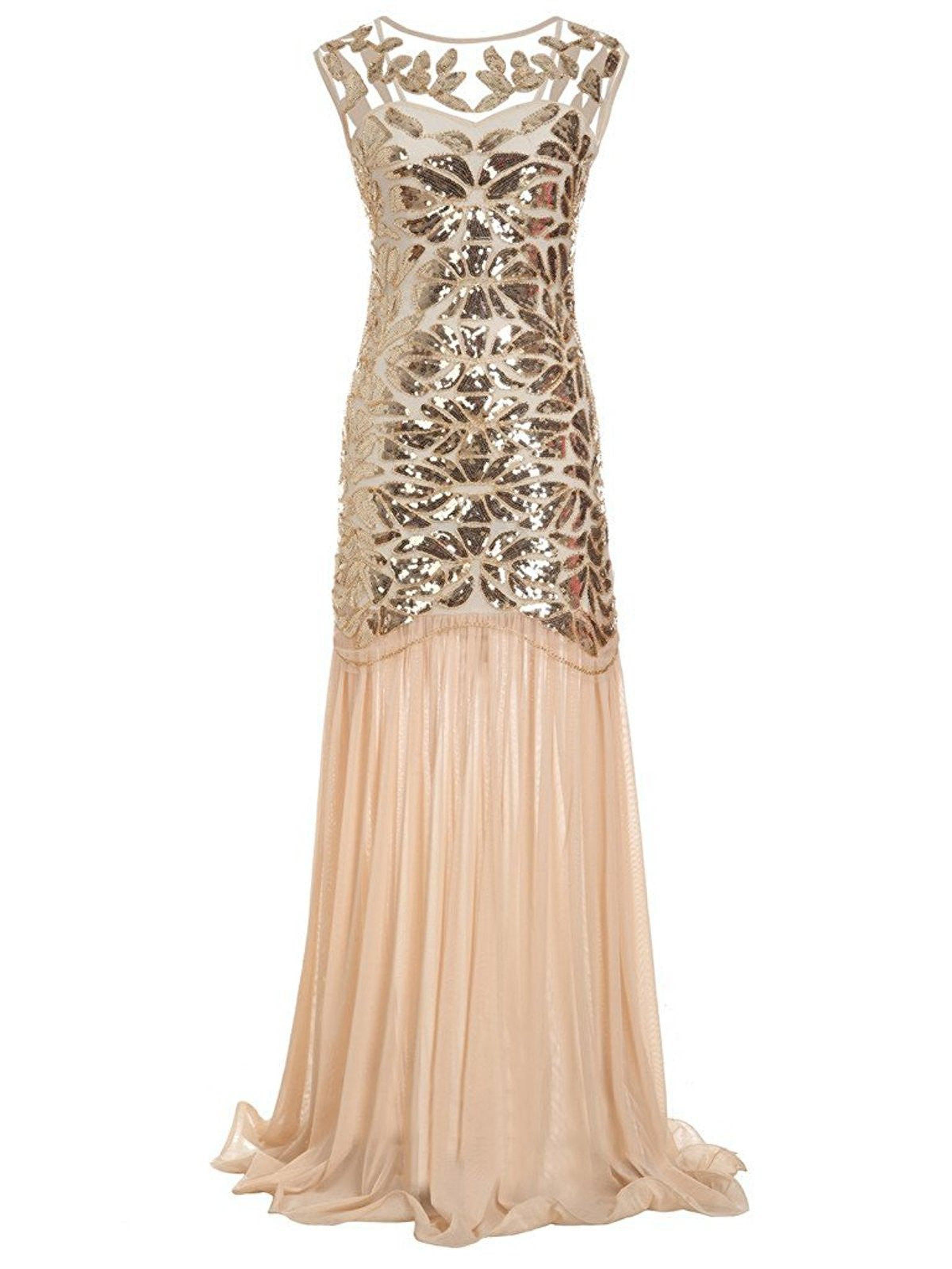 US Warehouse 1920s Sequin Gatsby Maxi Dresses