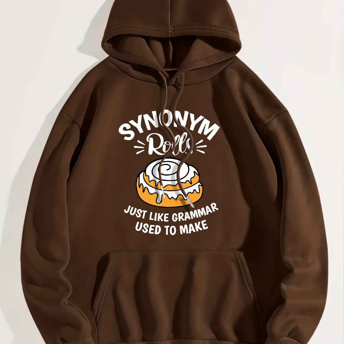 Art Letter Print Hoodie, Casual Kangaroo Pocket Long Sleeve Drop Shoulder Drawstring Hoodie For Fall & Winter, Women's Clothing