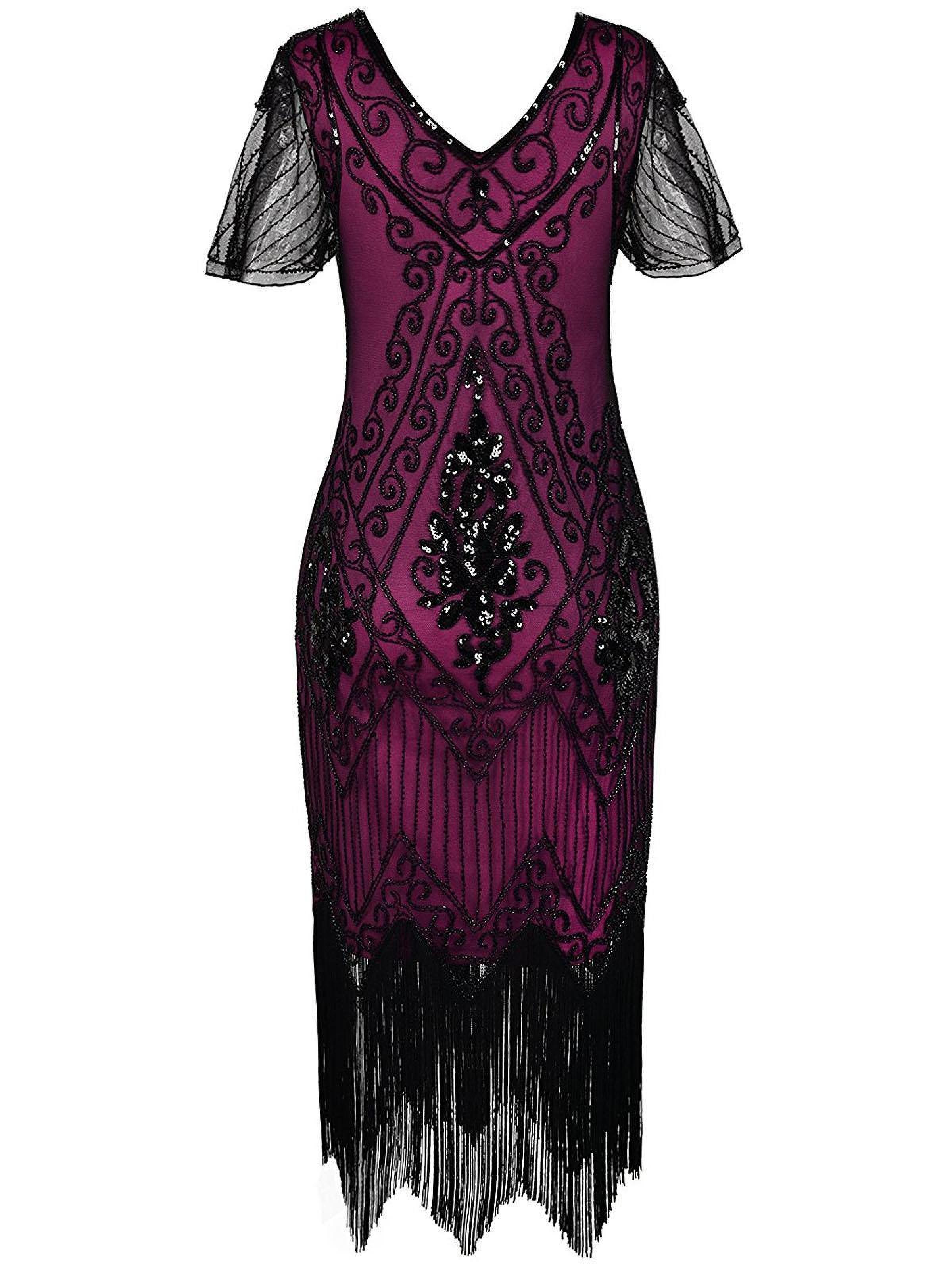 US Warehouse 1920s Sequin Art Deco Flapper Dress