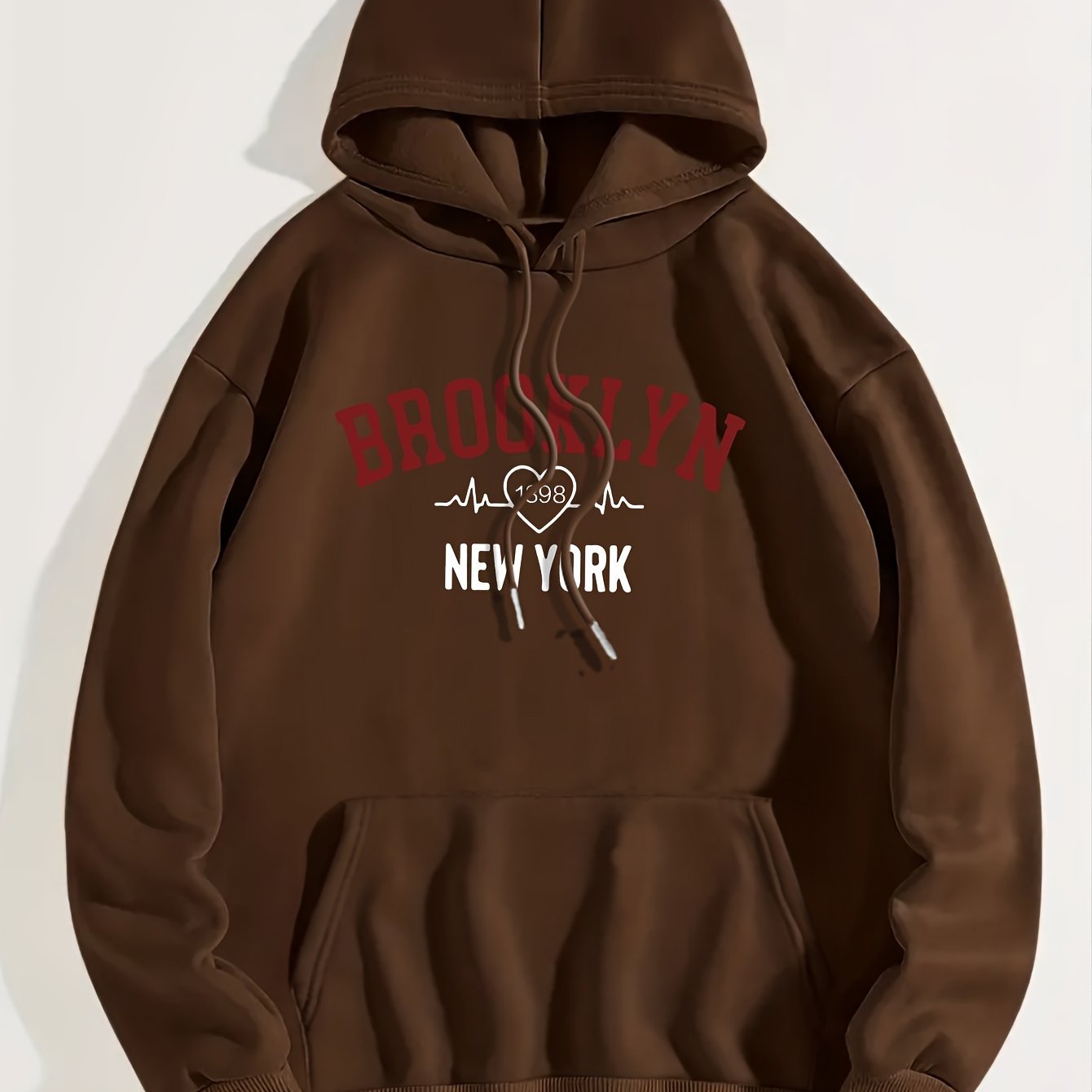 Art Letter Print Hoodie, Casual Kangaroo Pocket Long Sleeve Drop Shoulder Drawstring Hoodie For Fall & Winter, Women's Clothing