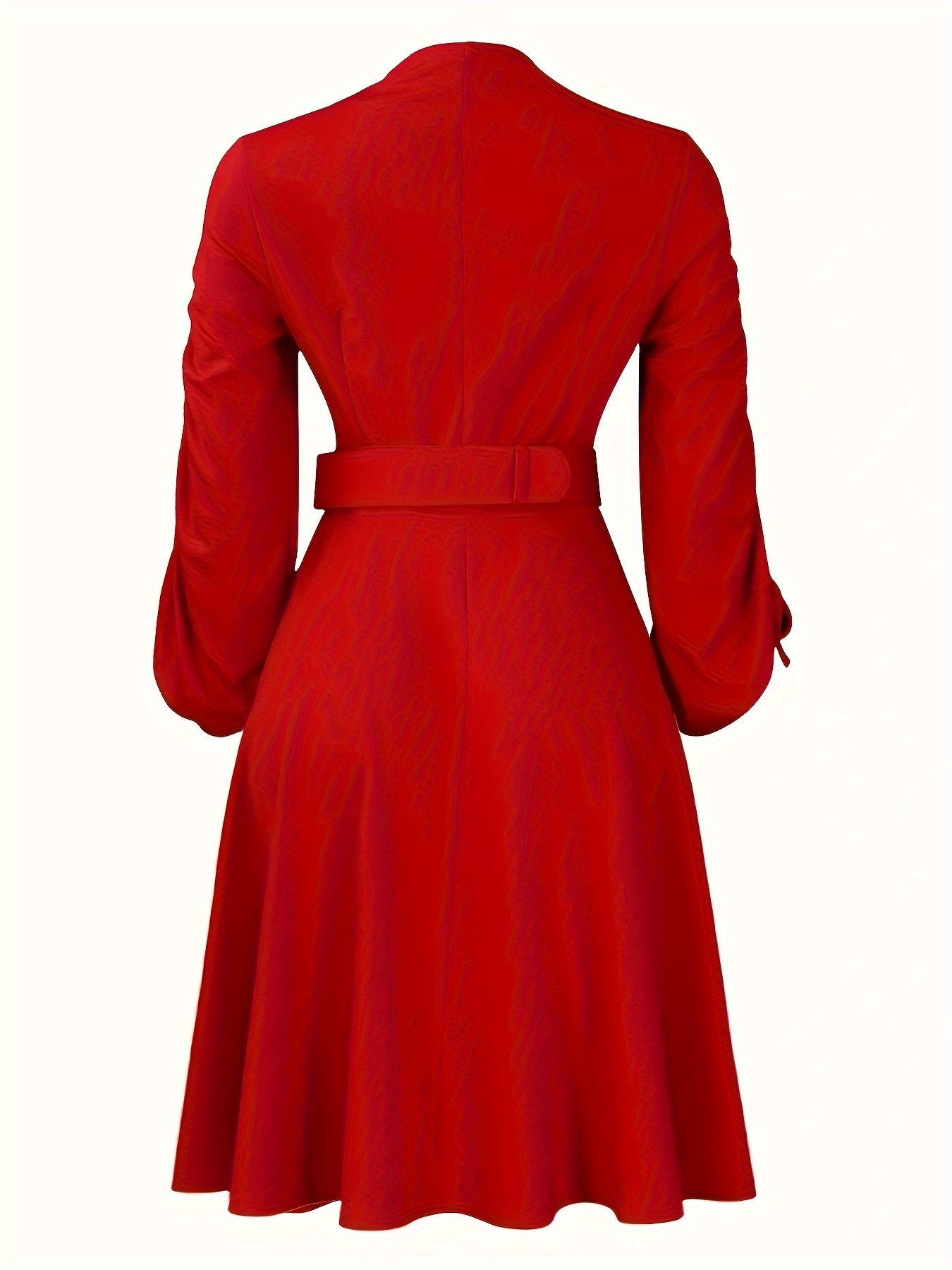 Fashionable V-Neck Drawstring Pleated Elegant Dress